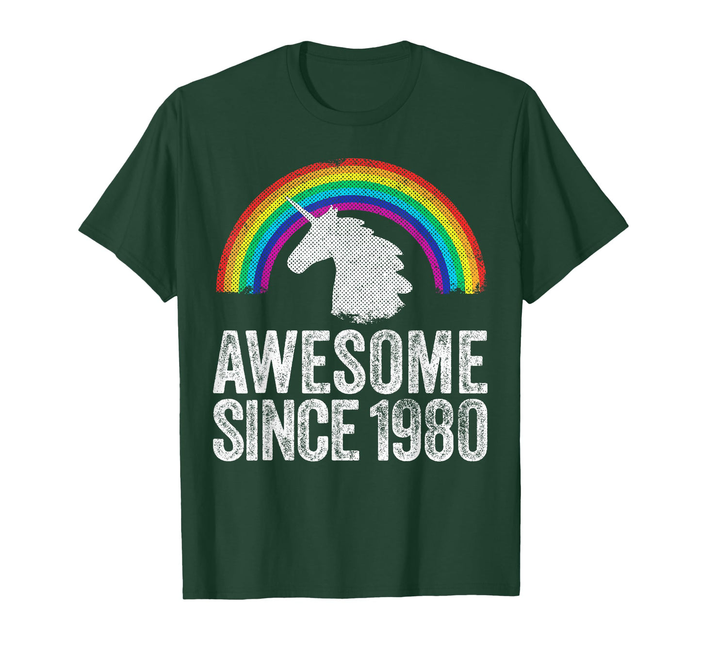 1980 43rd Birthday Gift Unicorn Rainbow 43 Years Old Women T-Shirt