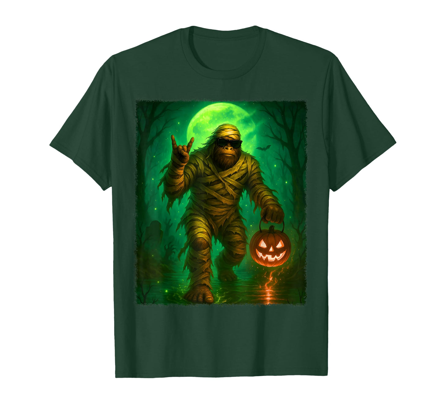 Funny Mummy Bigfoot Jack O Lantern Halloween Costume Men T-Shirt