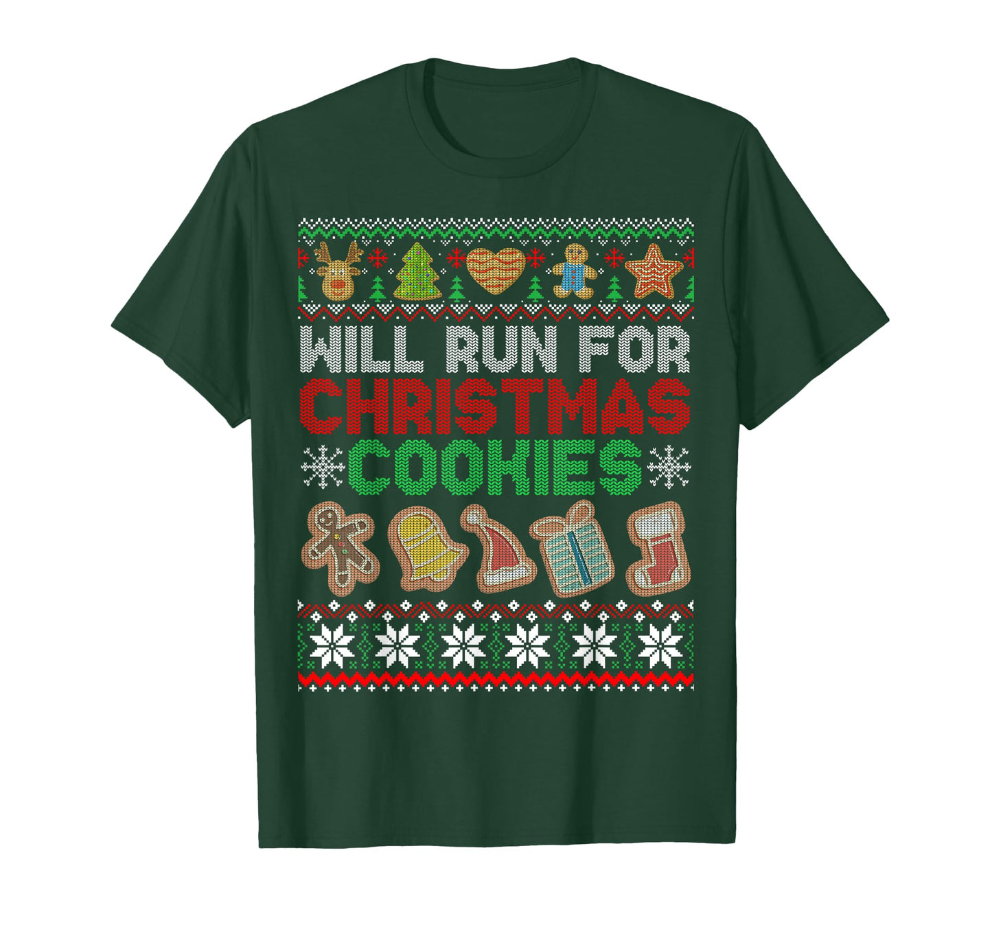 Will Run For Christmas Cookies Workout Running Xmas Runners T-Shirt