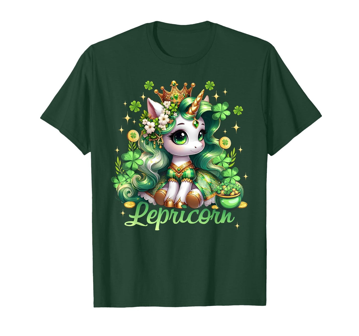 Lepricorn Unicorn Leprechaun St Patricks Day Kids Girls T-Shirt