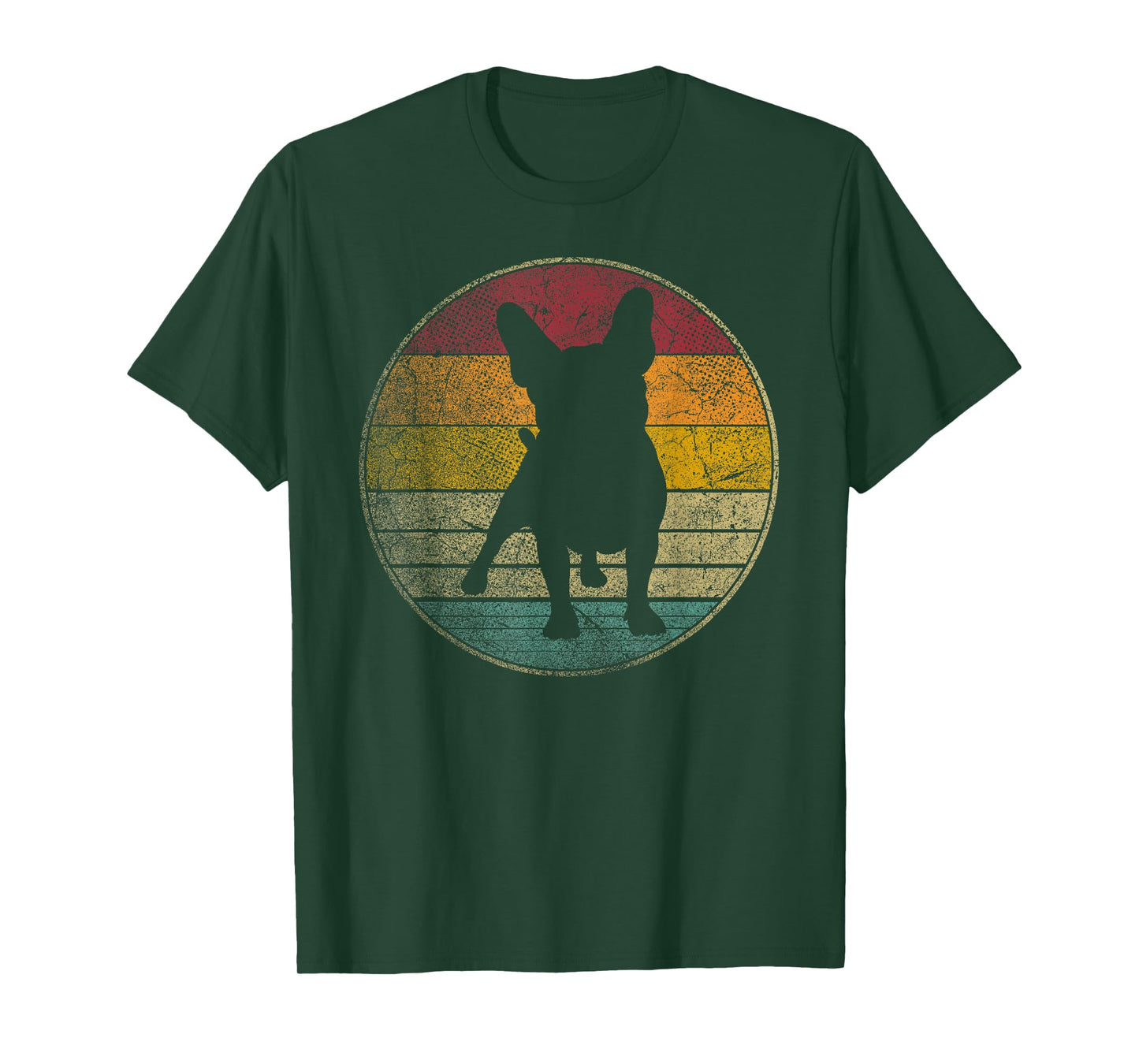 French Bulldog Dog Vintage Distressed Retro Silhouette 70s T-Shirt for Men Women Kids