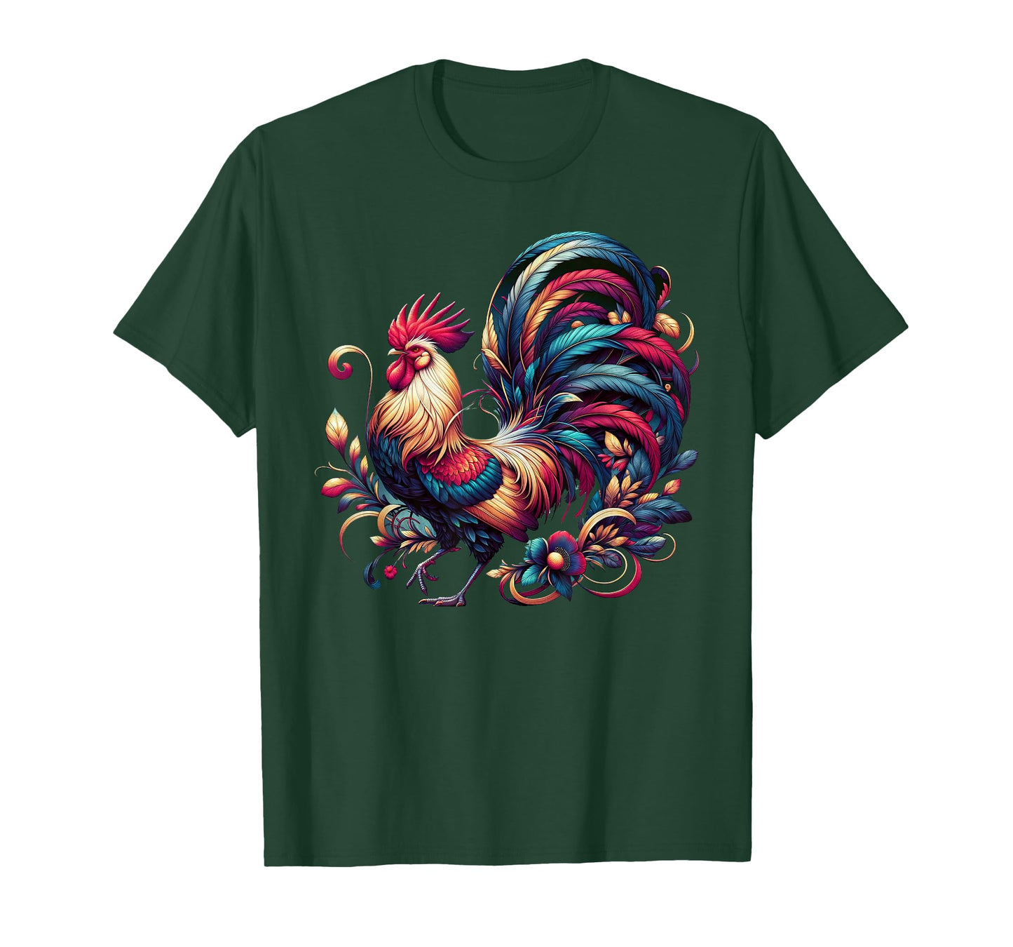Colorful Rooster Chicken Art T-Shirt