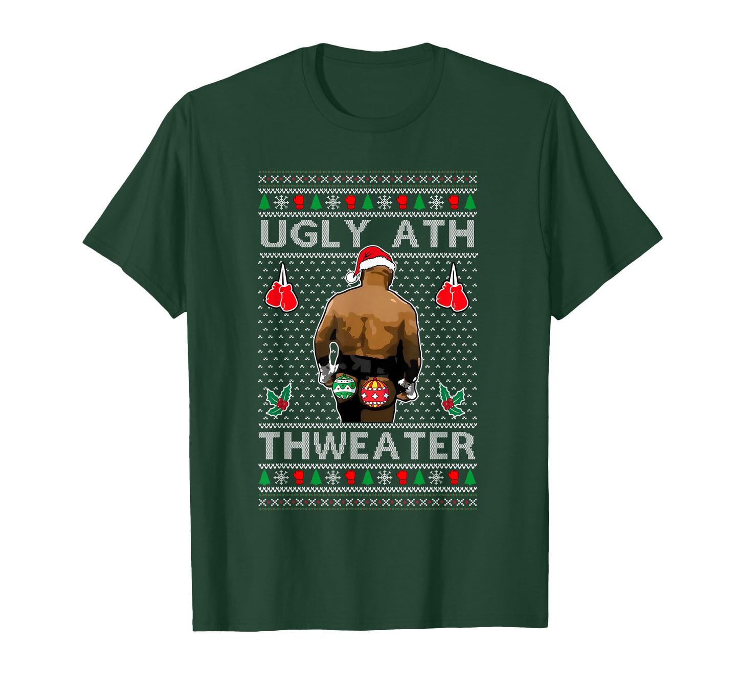 Funny Santa Boxing Ugly Ath Sweater Merry Christmas T-Shirt