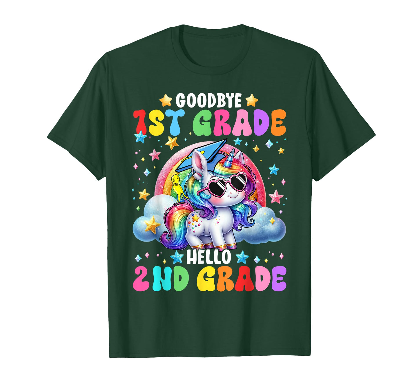 Cute Unicorn Goodbye 1st Grade Hello 2nd Grade Girls Kids T-Shirt