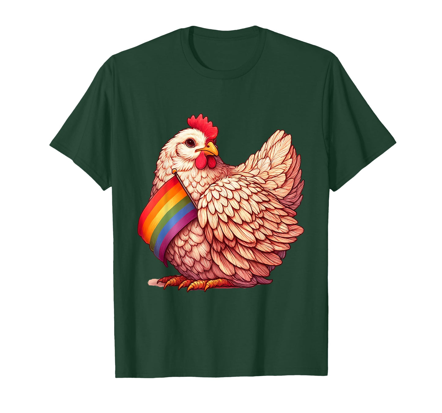 Gay Chicken LGBTQ Rainbow Flag Pride Farm Animal T-Shirt