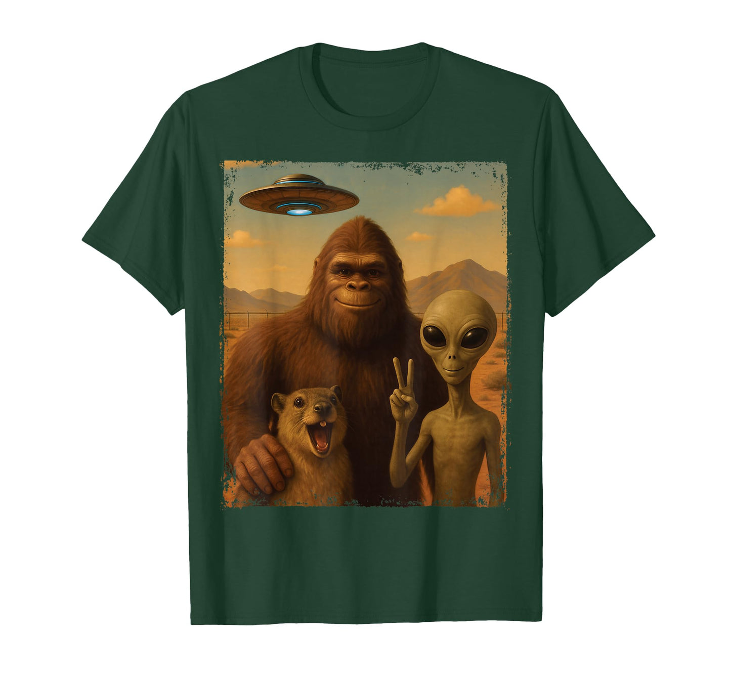 Funny Rock Hyrax Awawa Bigfoot Alien Selfie UFO Area 51 T-Shirt