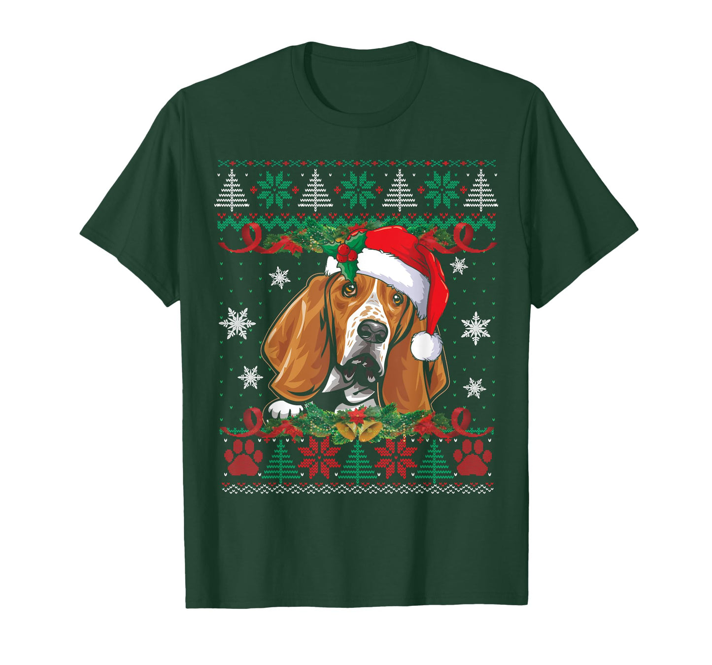 Basset Hound Christmas Ugly Sweater Funny Dog Lover Xmas T-Shirt