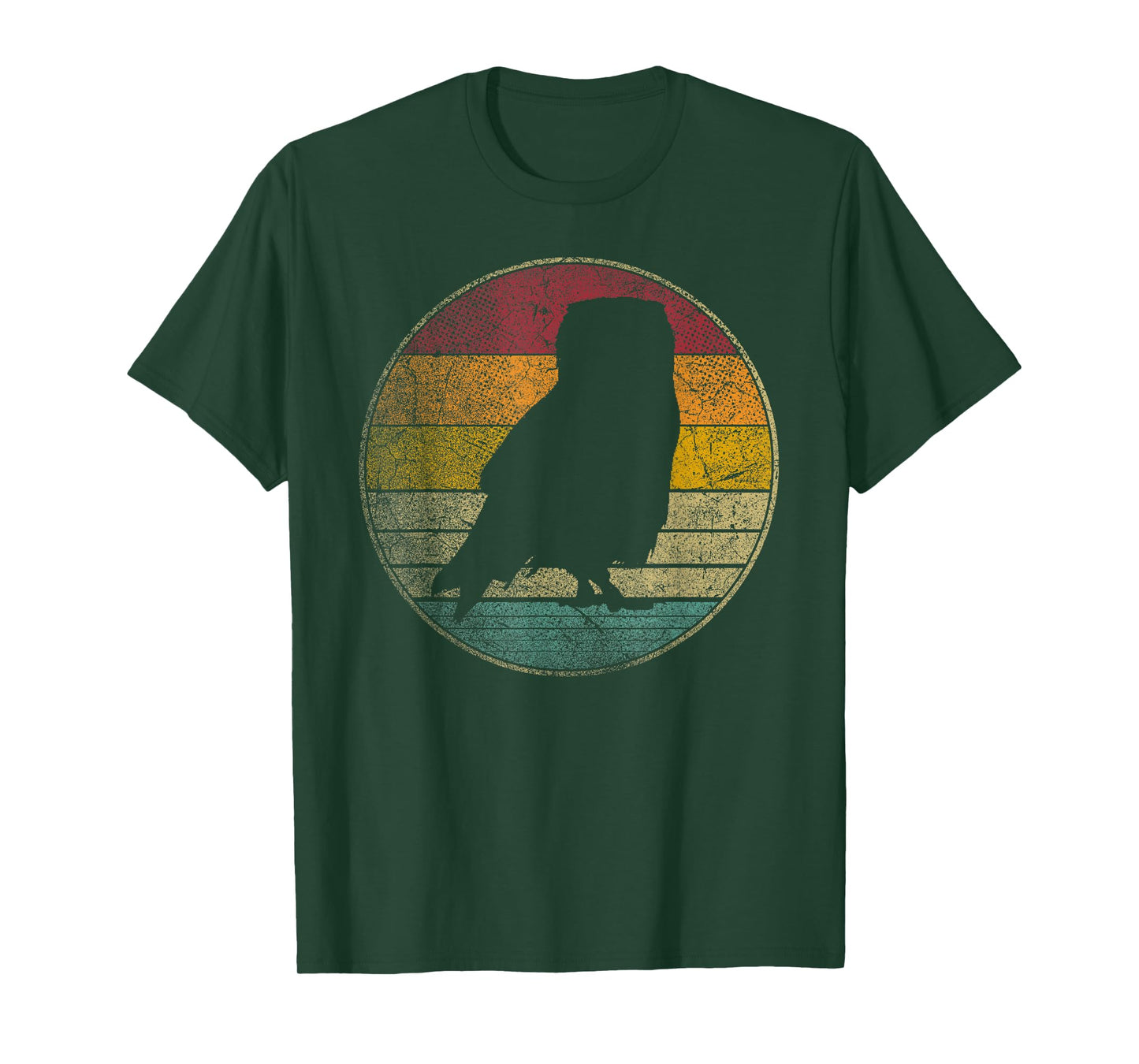 Owl Bird Vintage Distressed Retro Silhouette 70's 80's T-Shirt