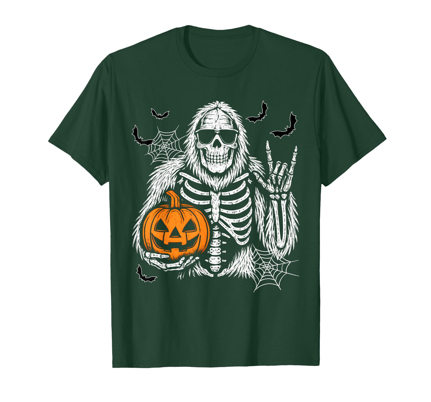 Spooky Bigfoot Jack O lantern Skeleton Halloween Boys Mens T-Shirt