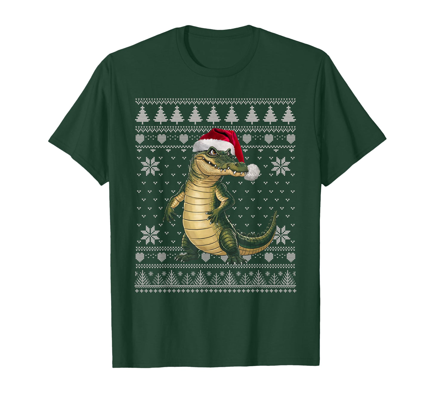 Funny Crocodile Ugly Christmas Sweater Santa Xmas PJs T-Shirt