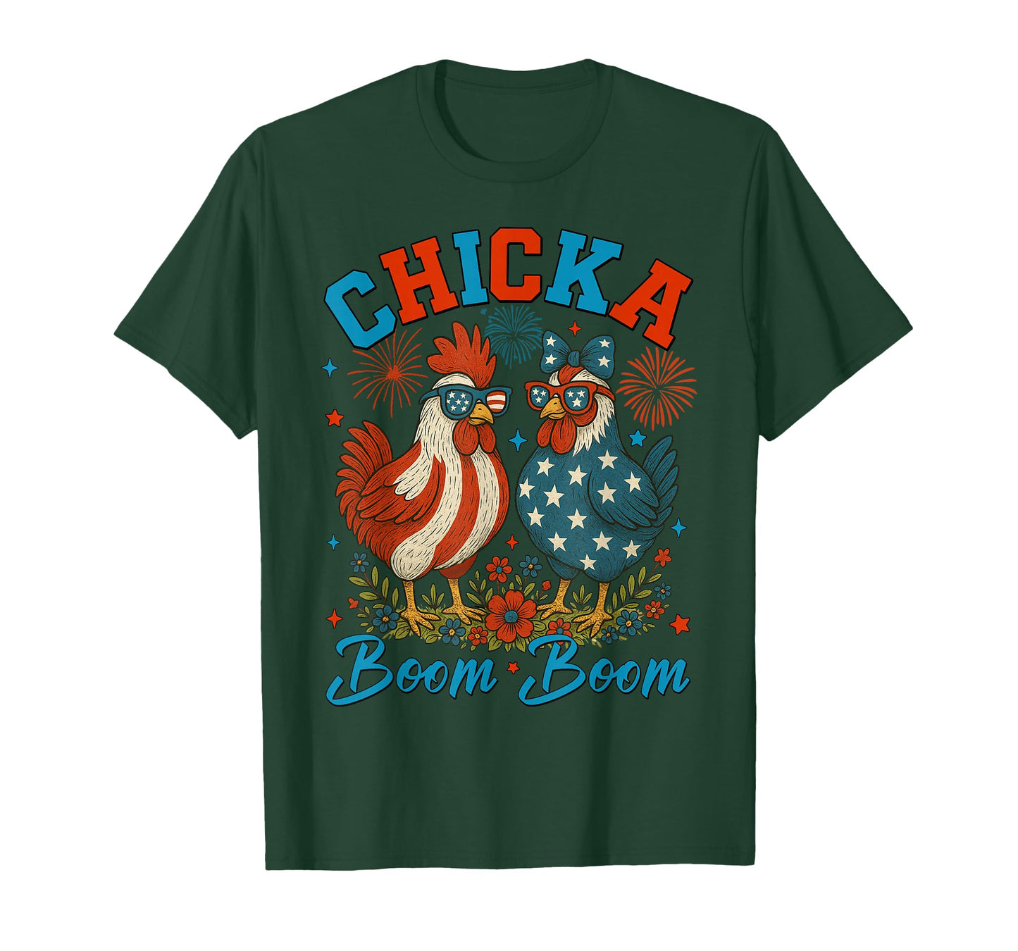 Chicka Boom Boom Funny Patriotic Chicken 4th of July USA Men T-Shirt