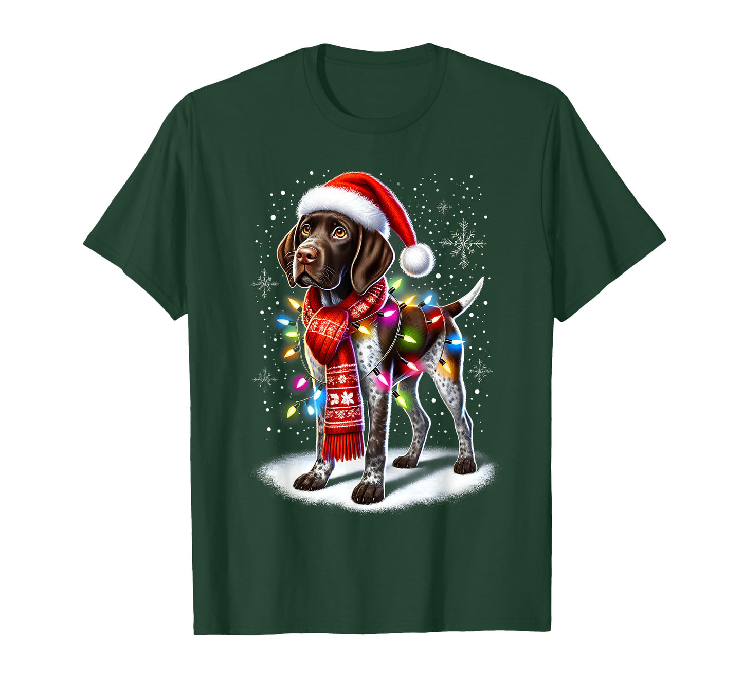 German Shorthaired Pointer Christmas Tree Lights Xmas T-Shirt