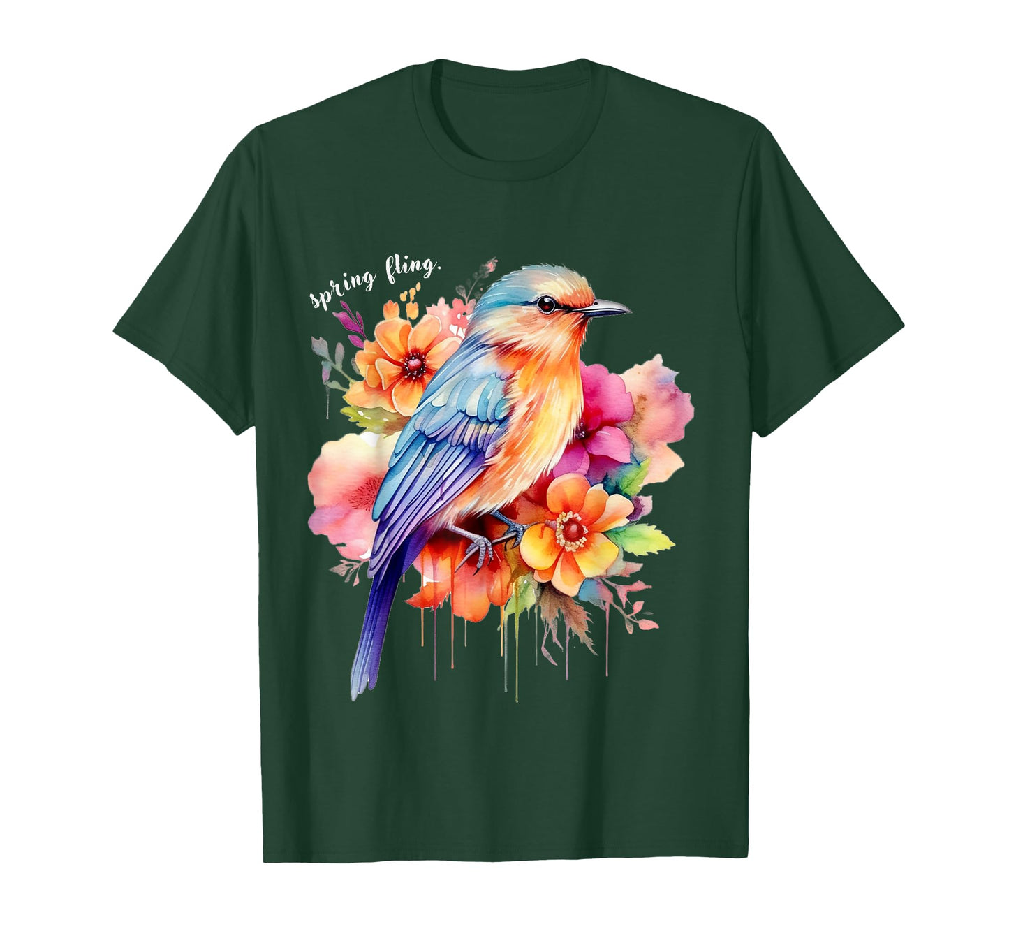 spring fling. Floral Bird Spring Flowers T-Shirt