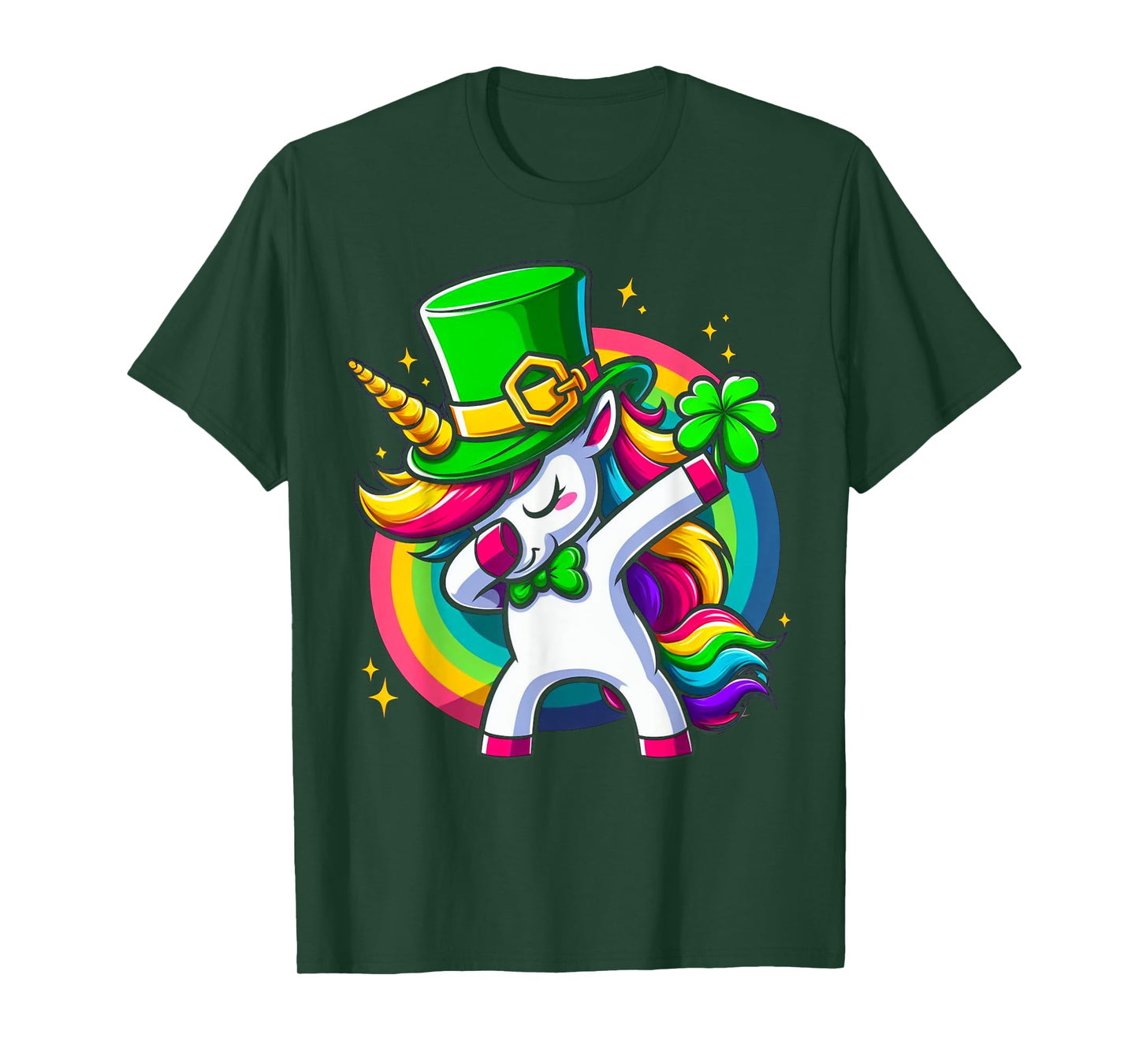 St Patricks Day Girls Dabbing Unicorn Leprechaun Lepricorn T-Shirt