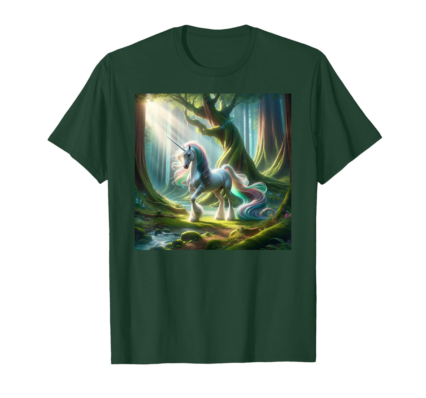 Beautiful Unicorn Clydesdale, Enchanted Forest Graphic T-Shirt