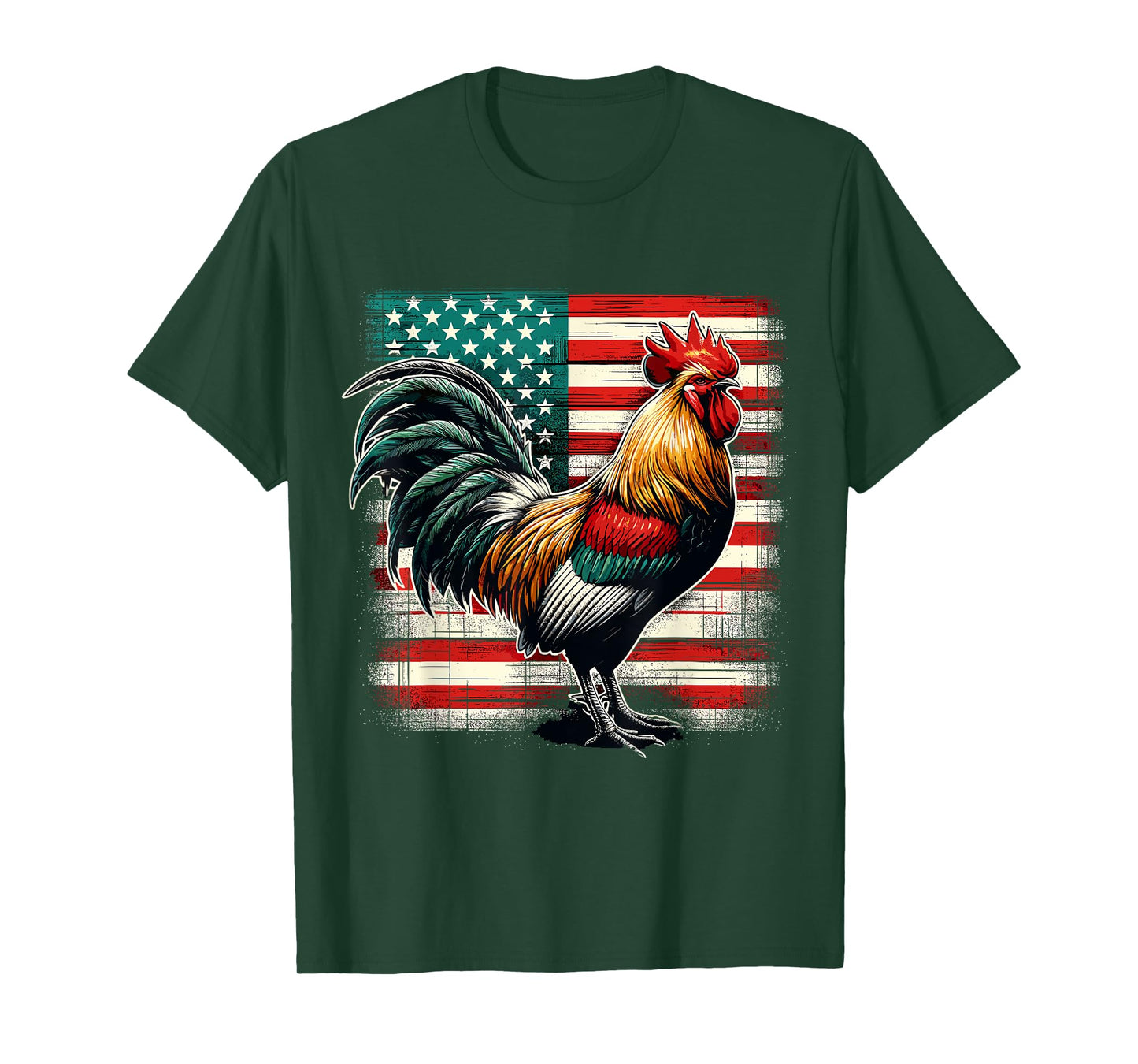 Patriotic Rooster USA Flag Chicken Farmer T-Shirt