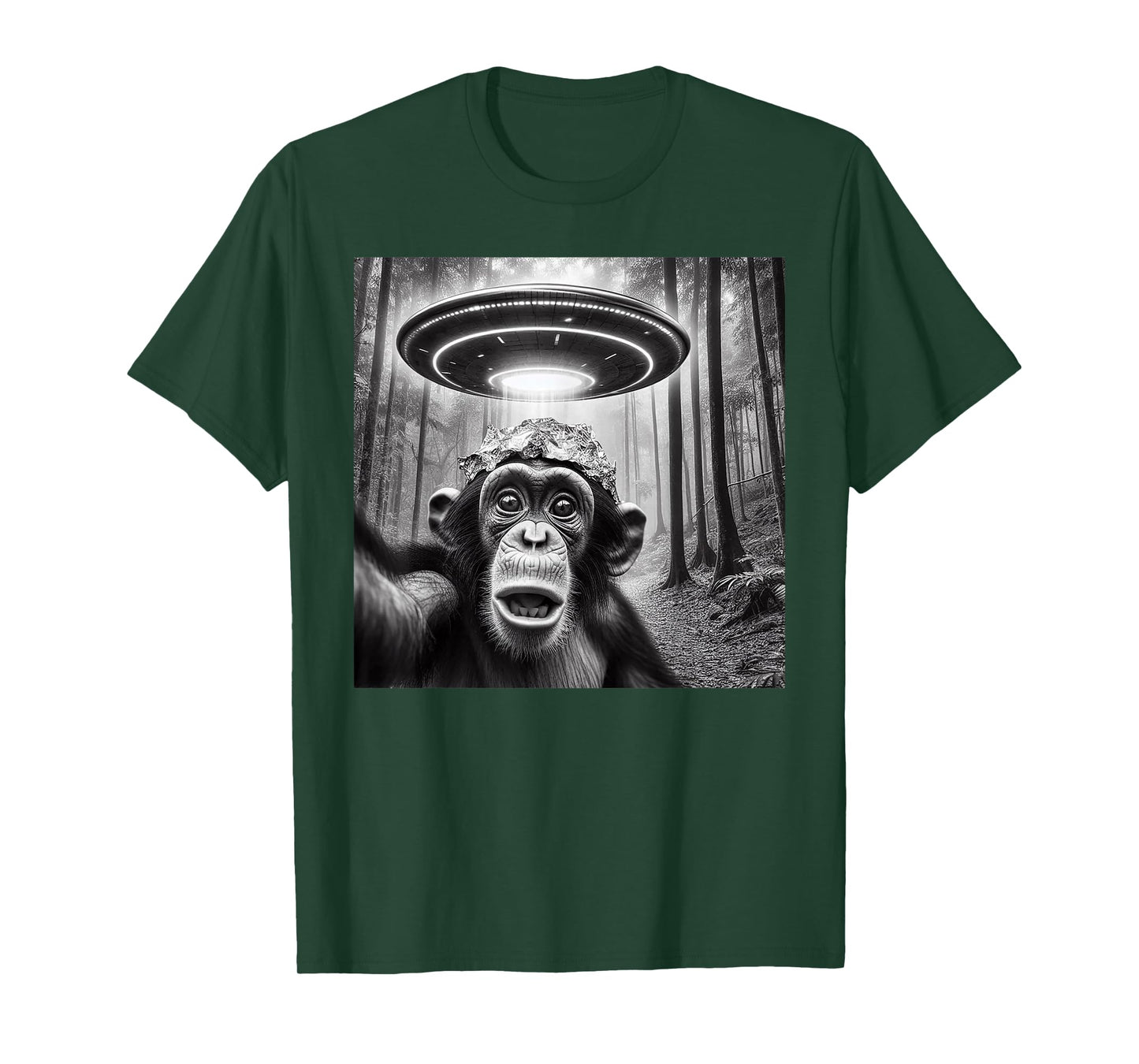 Funny Alien Abduction Meme UFO Monkey Encounter Ape Selfie T-Shirt