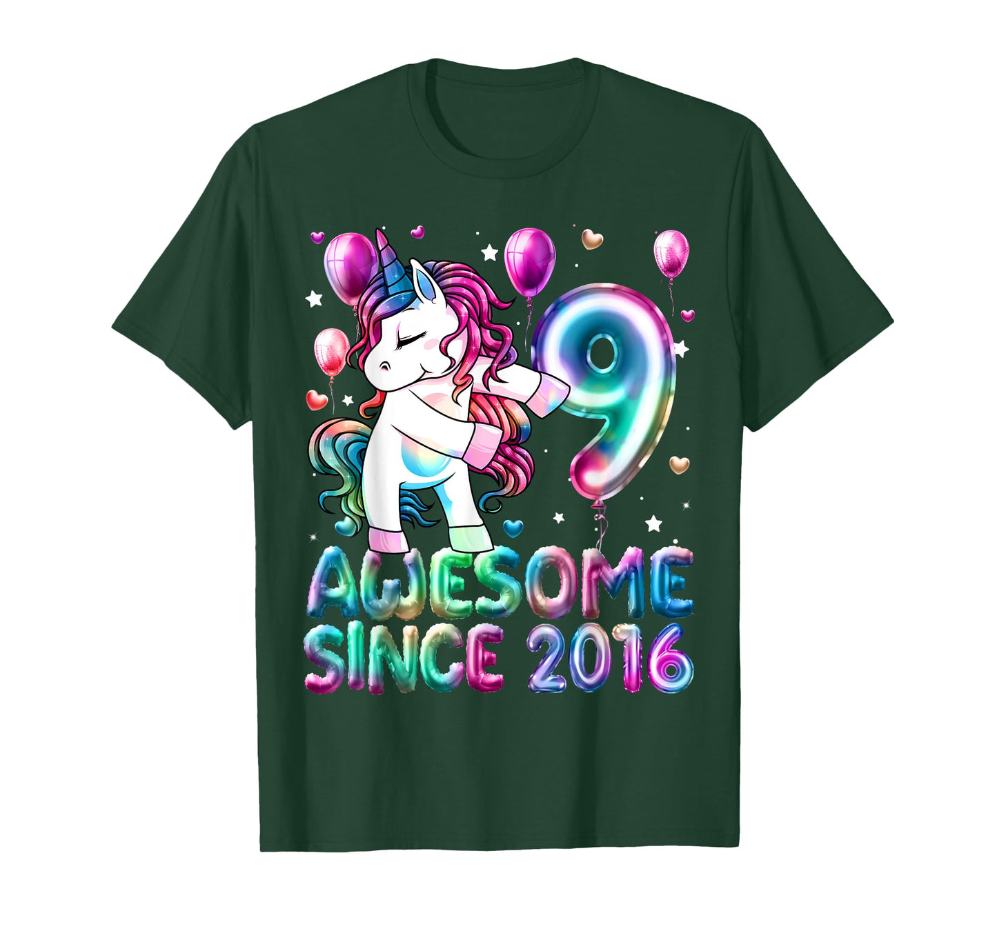 Flossing Unicorn 9 Year Old 9th Birthday Girl Unicorn Party T-Shirt