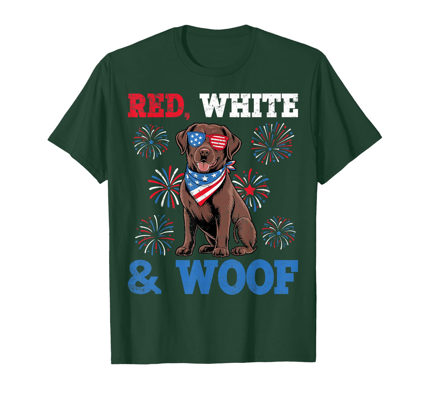 Red White And Woof Labrador Retriever Dog 4th of July T-Shirt