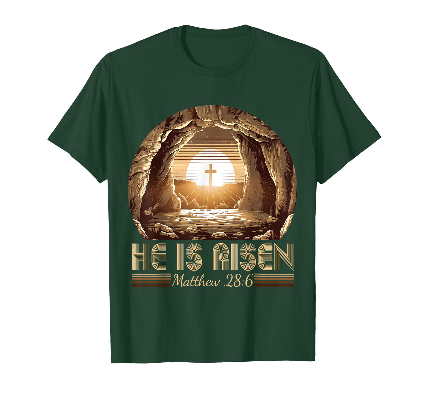 Easter Christian He Is Risen Jesus Empty Tomb Men Women Kids T-Shirt