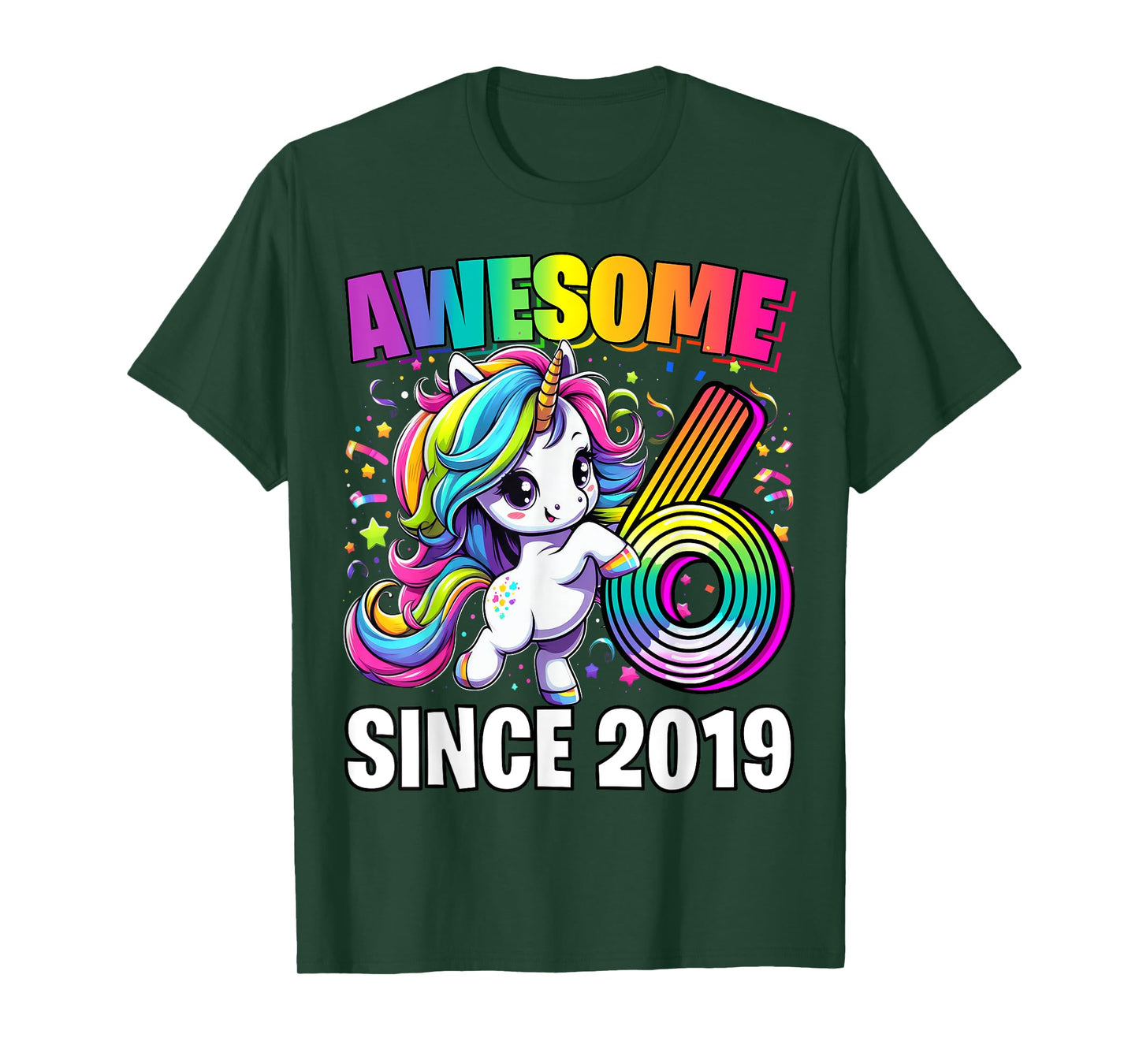 Unicorn 6th Birthday 6 Year Old Unicorn Party Girls Outfit T-Shirt
