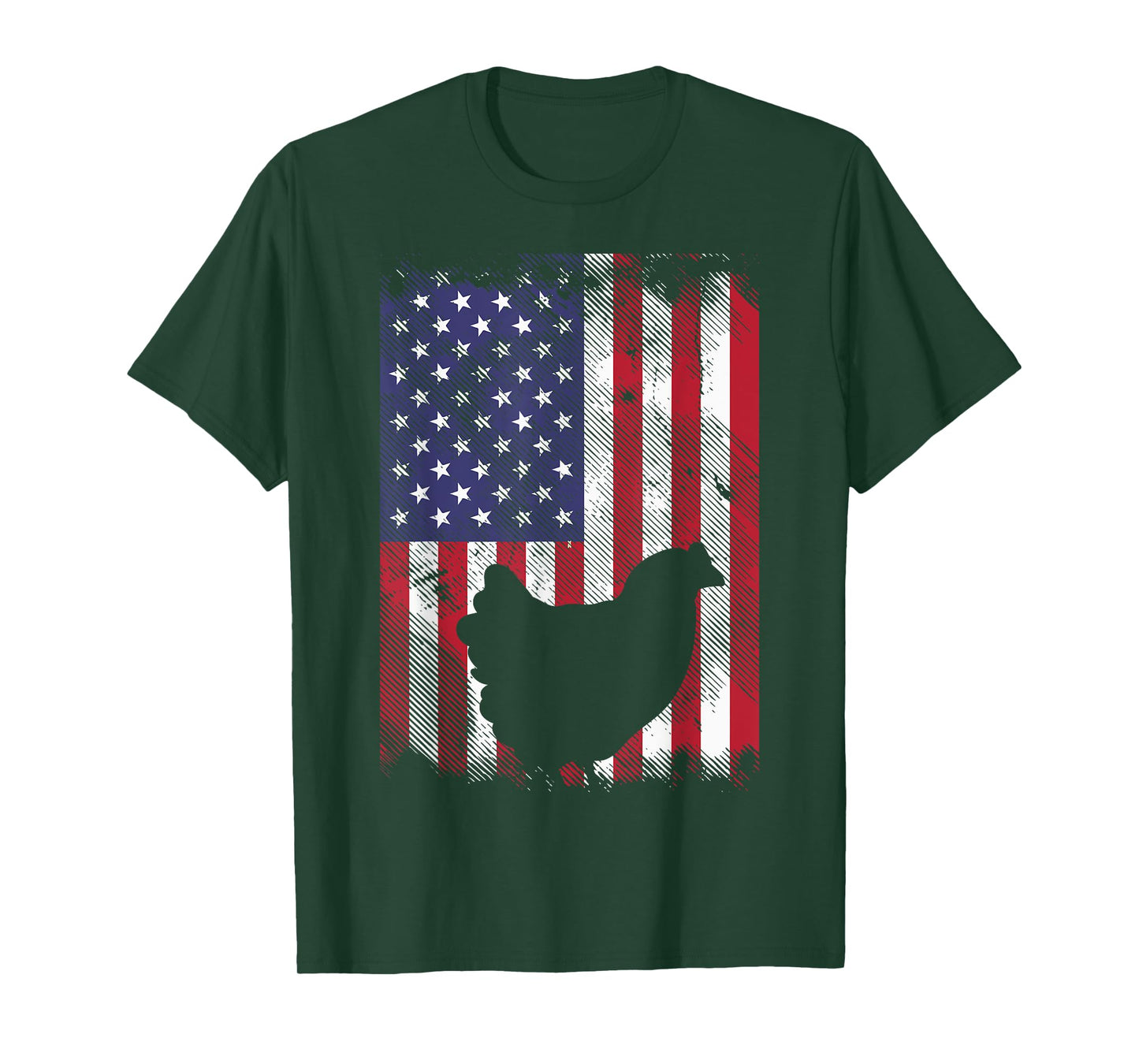 US Flag Chicken Vintage Farming Animal Patriotic Farmer Gift T-Shirt