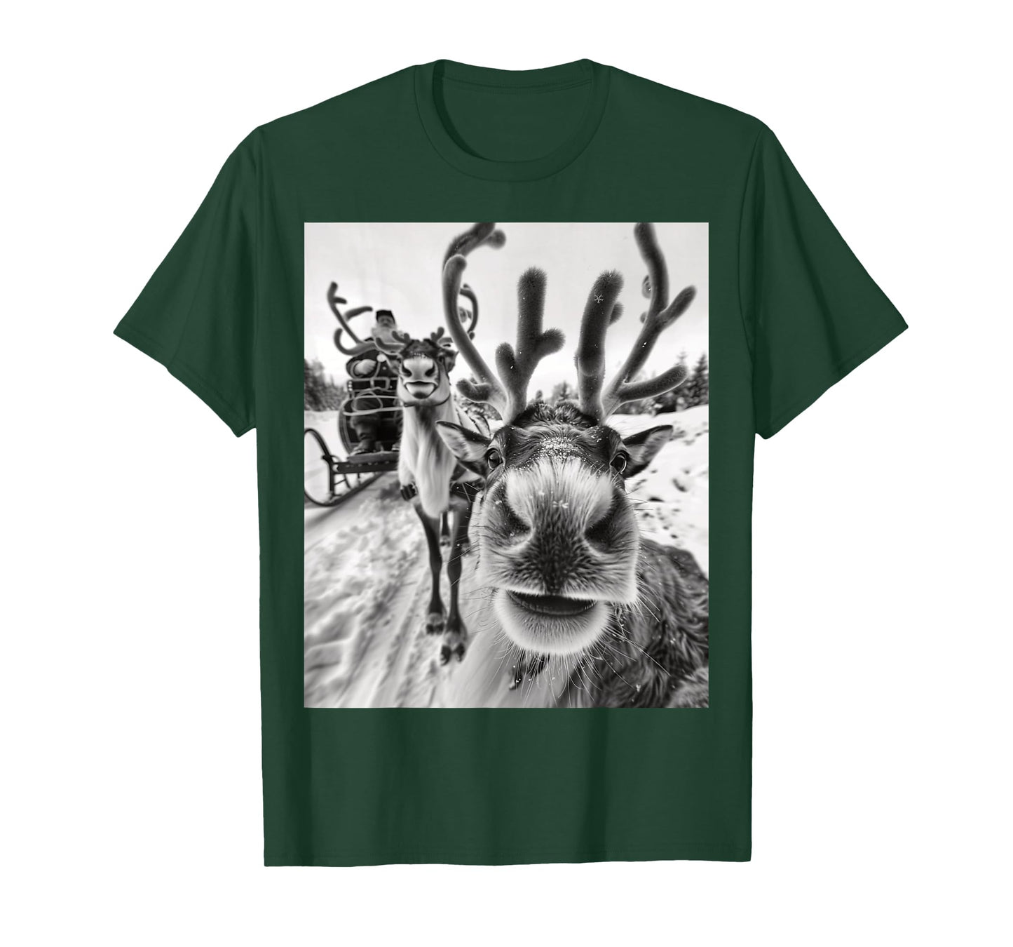 Funny Reindeer Selfie Christmas T-Shirt