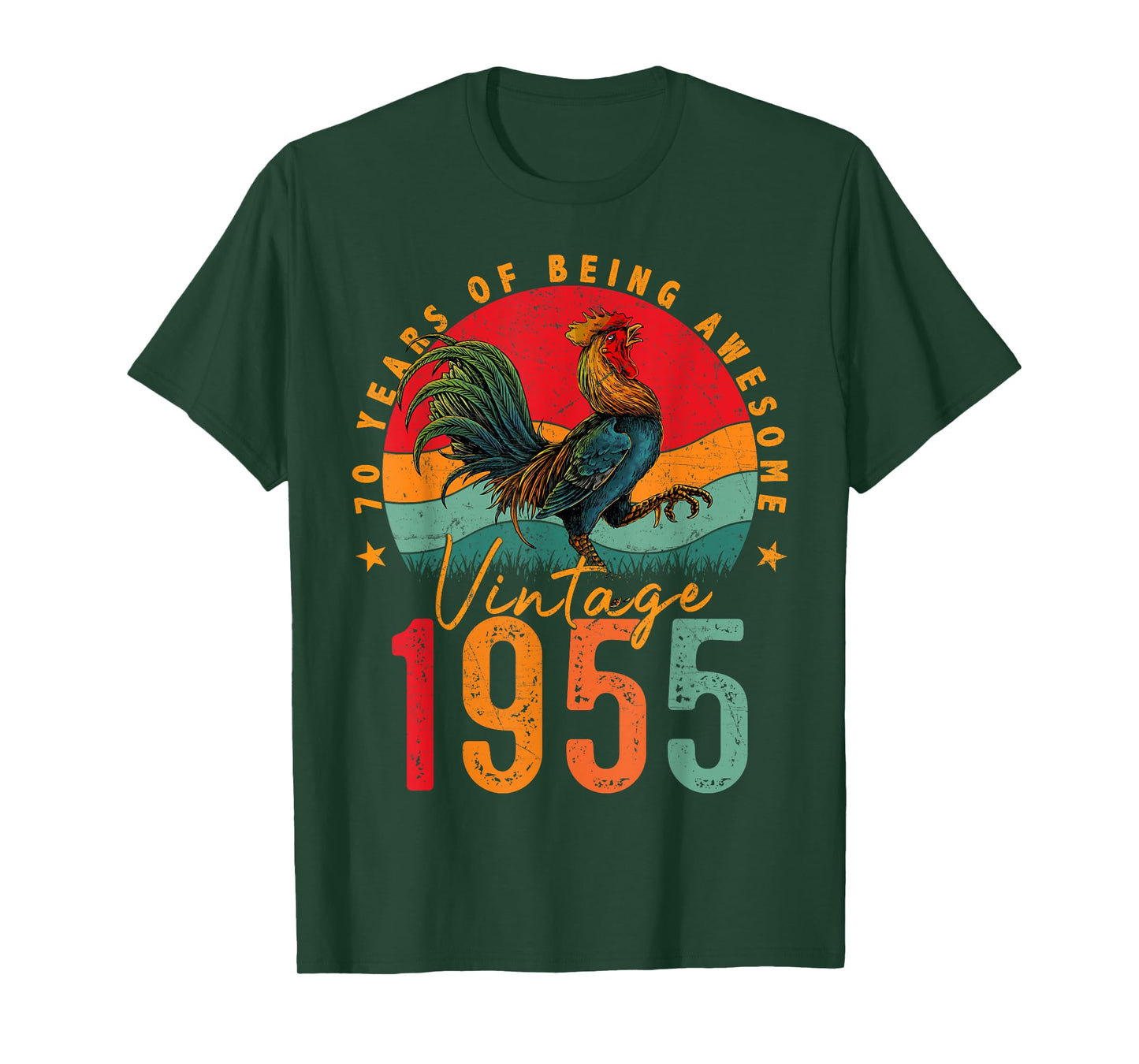 70 Year Old Gifts Vintage 1955 Chicken 70th Birthday Mens T-Shirt
