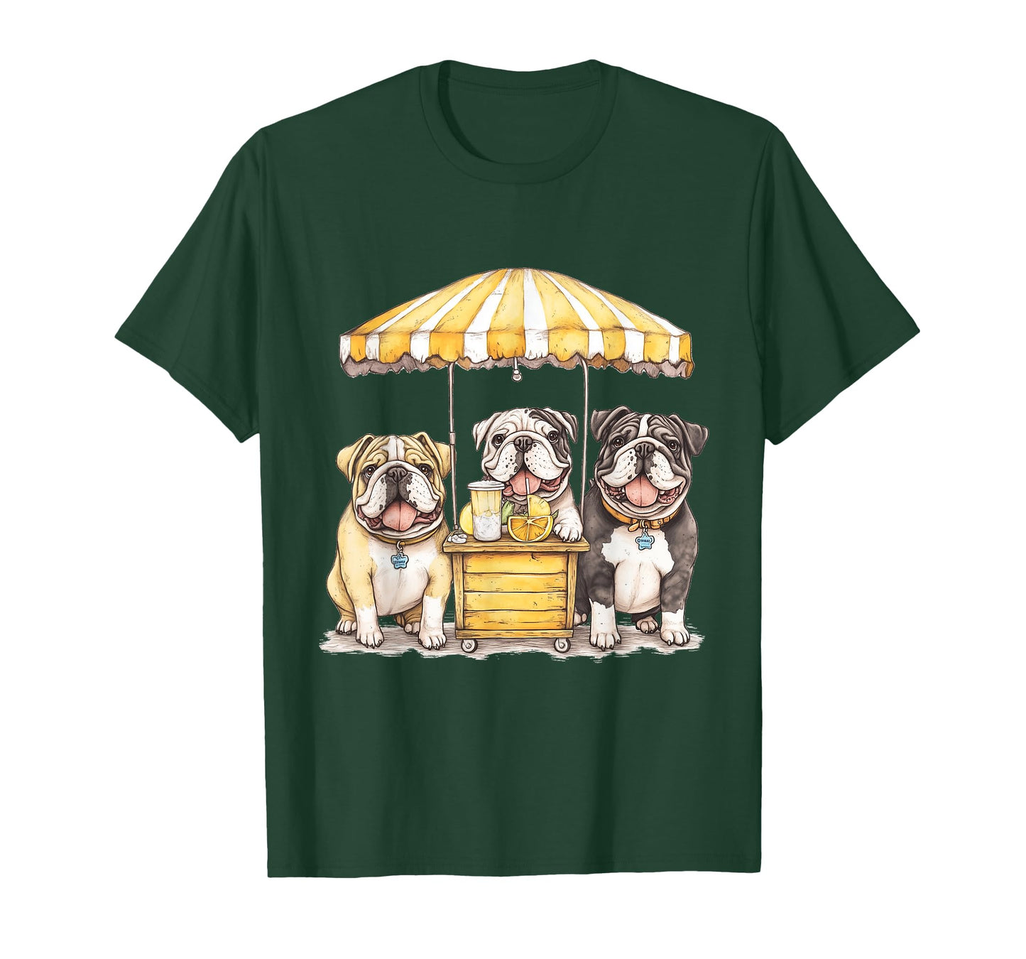 Cute English Bulldogs Running A Lemonade Stand Funny Dogs T-Shirt
