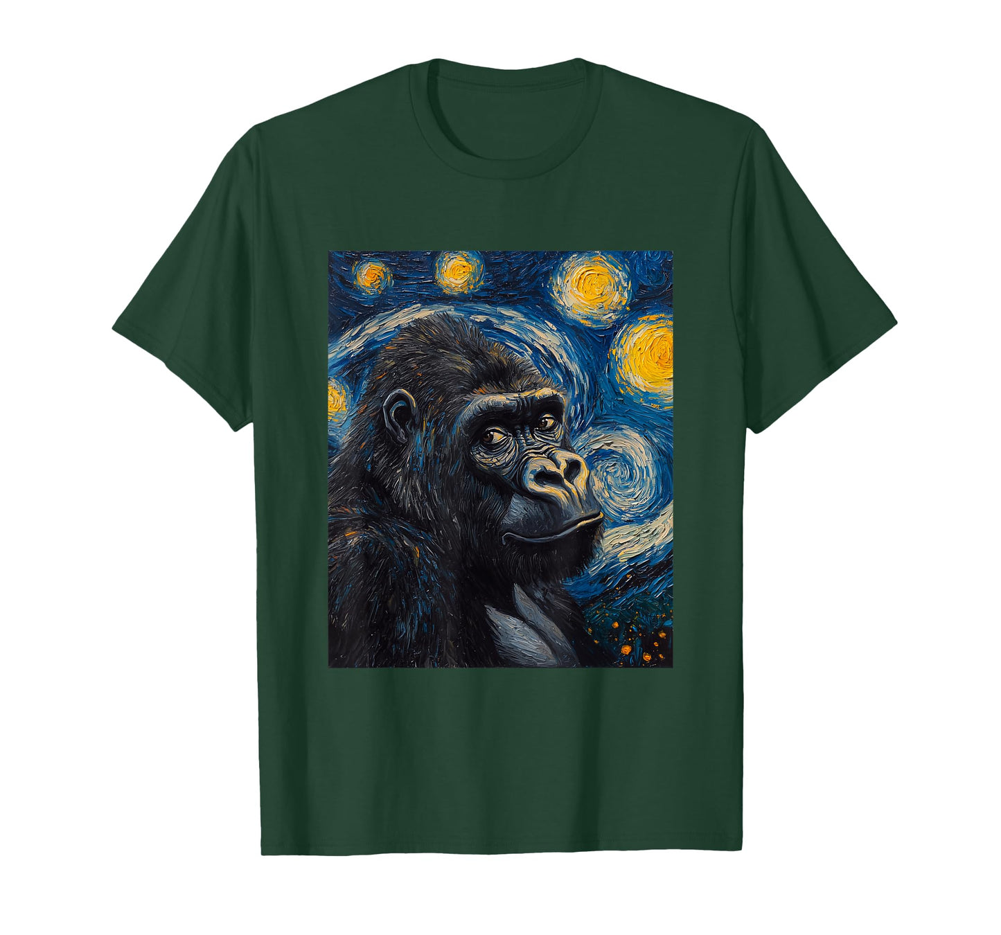 Gorilla Monkey - Van Gogh Style - Starry Night Graphic T-Shirt