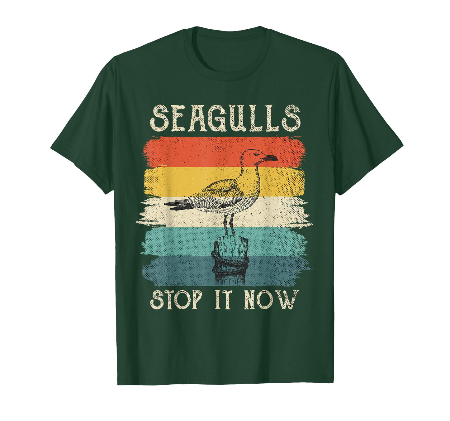 Seagulls Stop It Now Bird Lover 80s Retro Funny Seagull T-Shirt