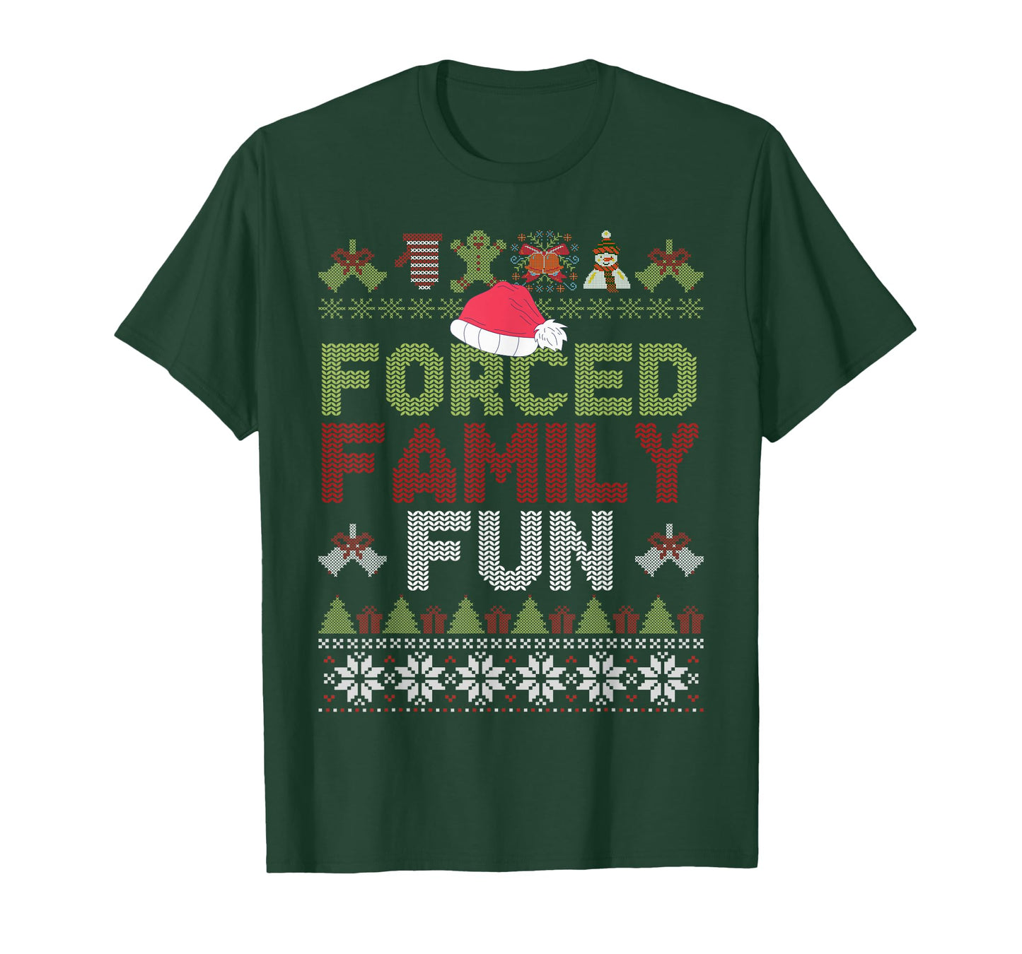 Funny Santa Hat Forced Family-Fun Sarcastic Christmas Pajama T-Shirt