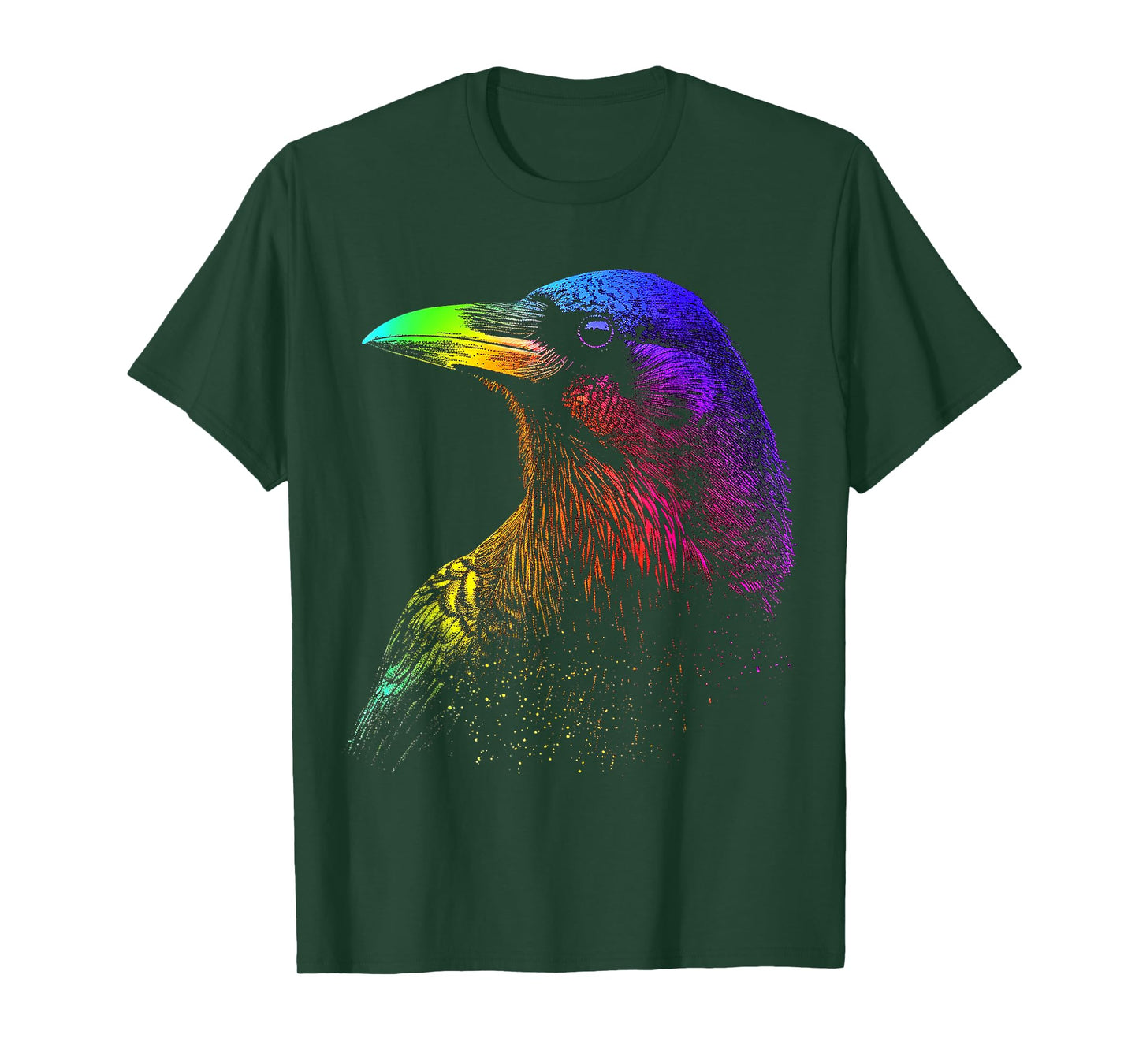 Raven Colorful Bird Art Animal Drawing Graphic Raven T-Shirt