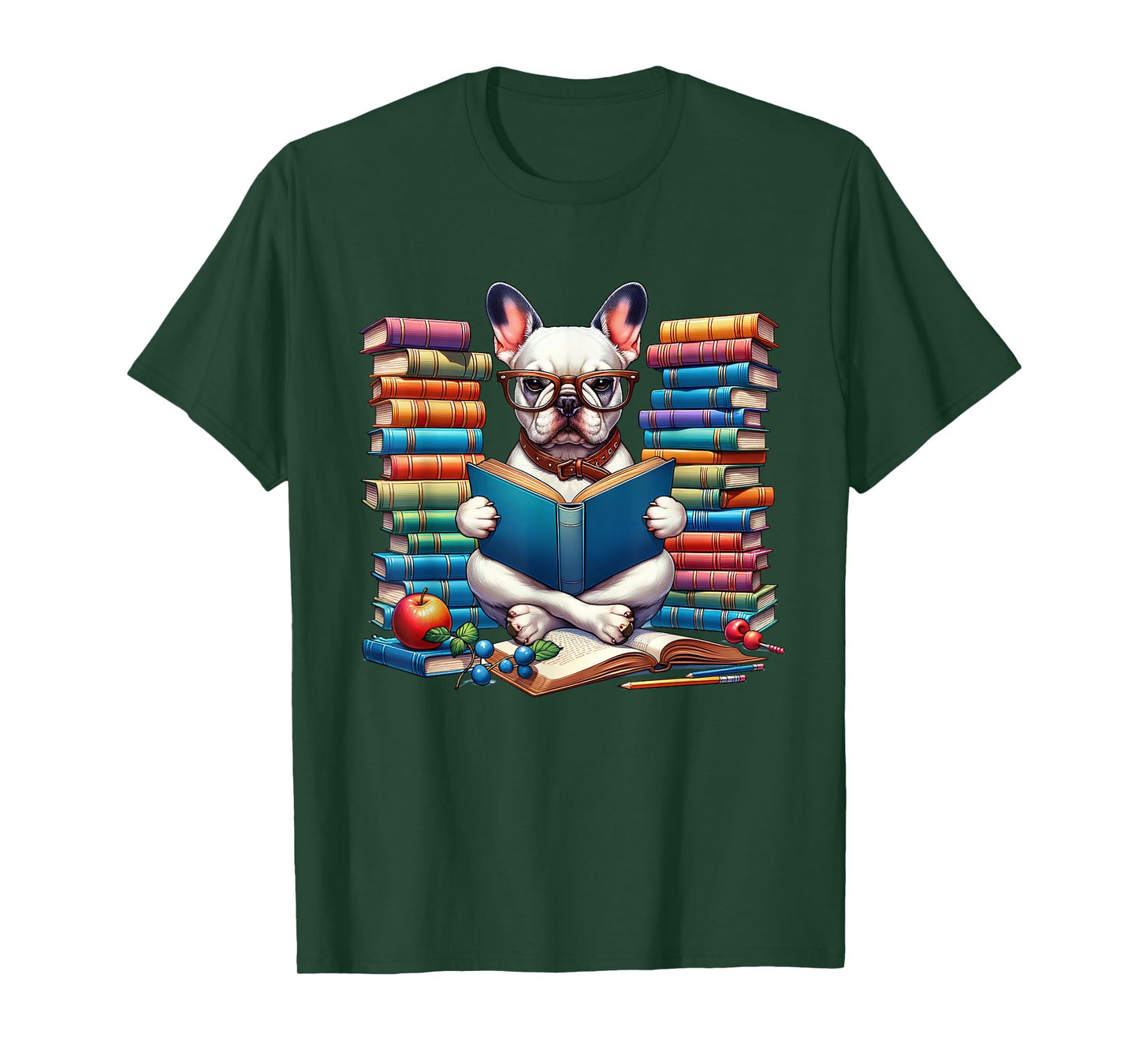 Frenchie Reading Book Reader Bookworm French Bulldog Lover T-Shirt