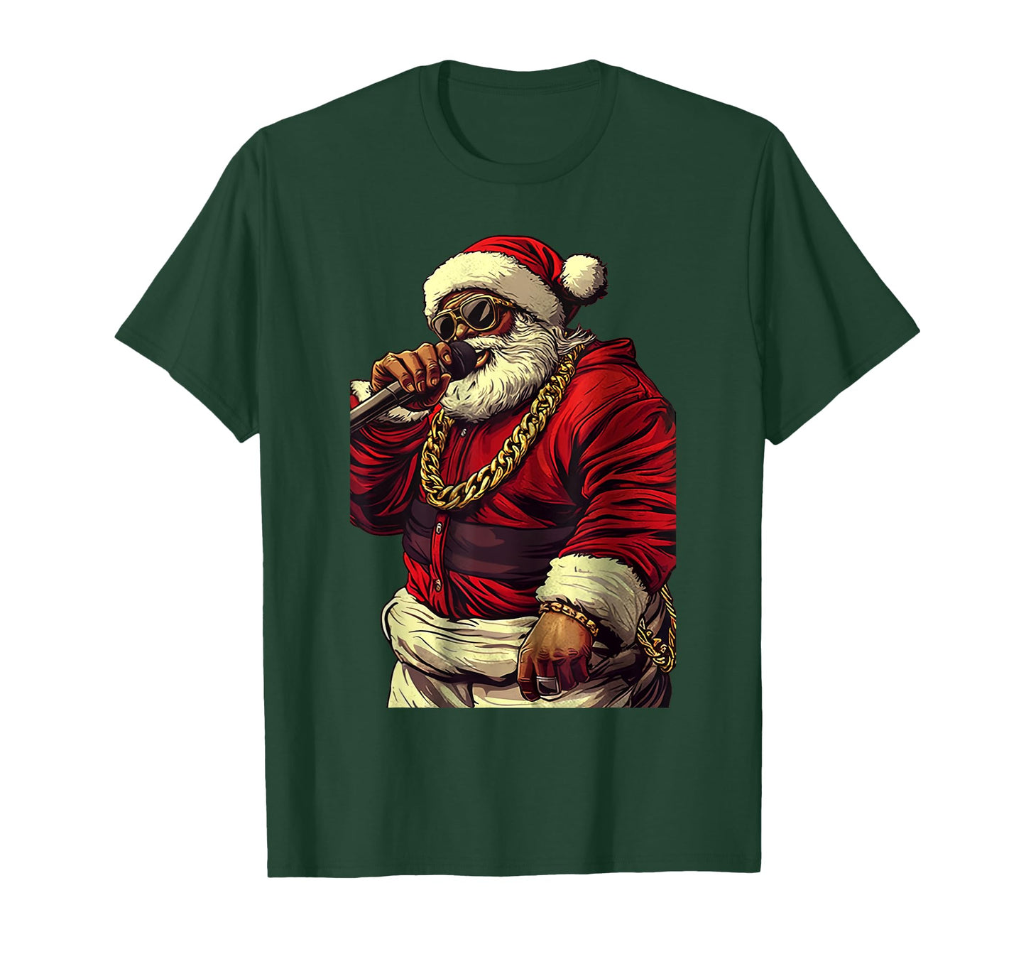 Vintage Santa Claus Hip-hop Rapper Christmas Funny Black Men T-Shirt