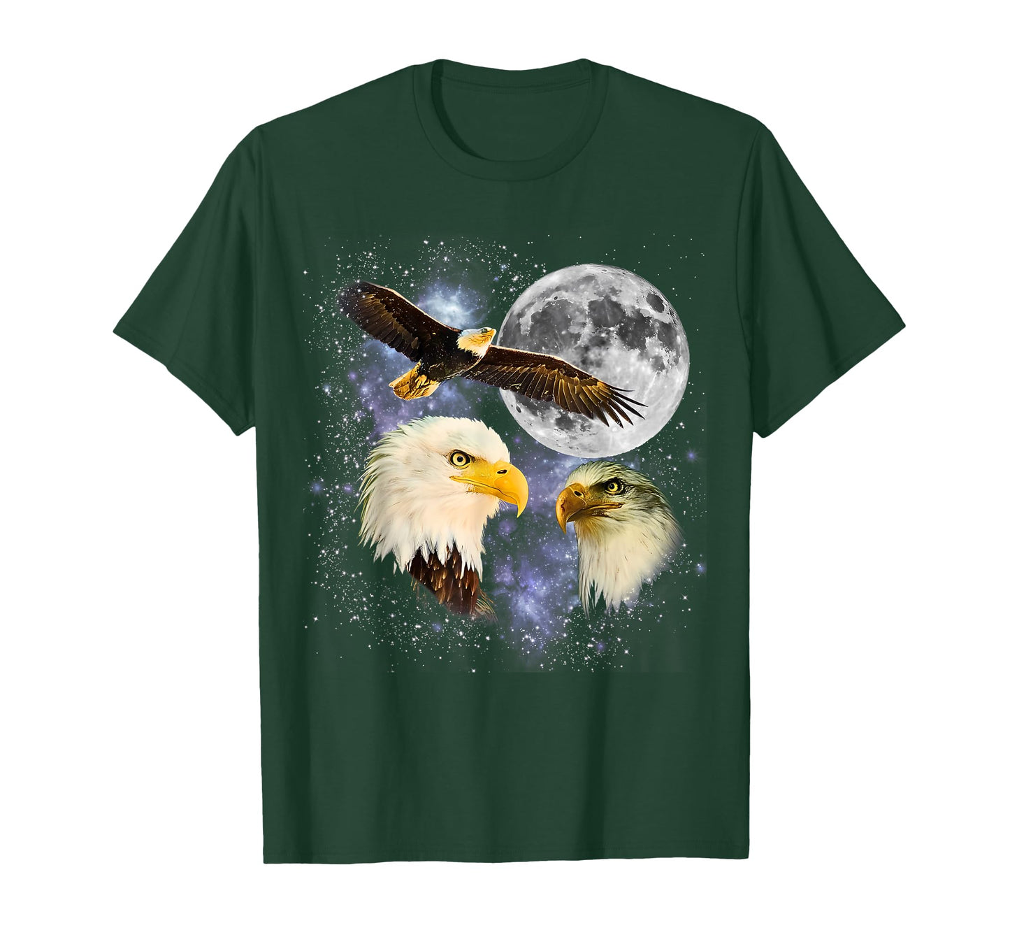 Three Bald Eagle Moon Meme Funny American Bird Eagles Lover T-Shirt