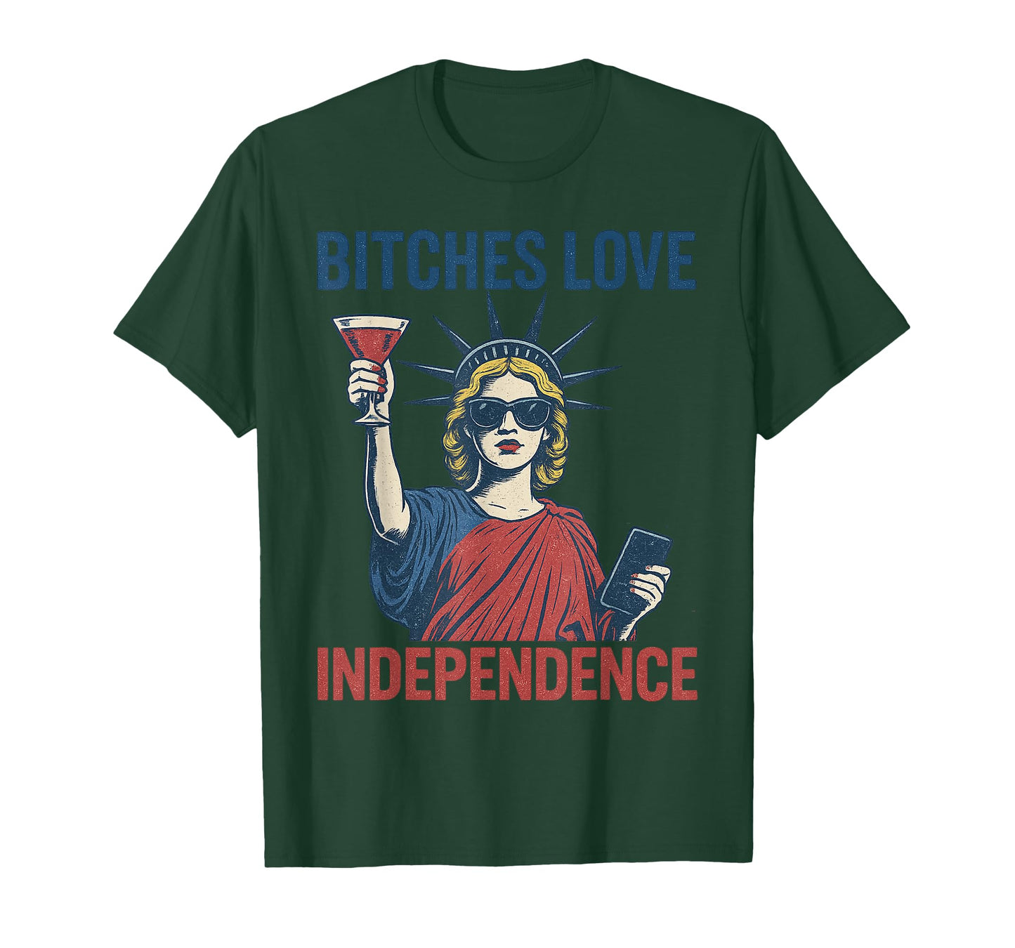 Retro Bitches Love Independence Funny 4th Of July Women T-Shirt
