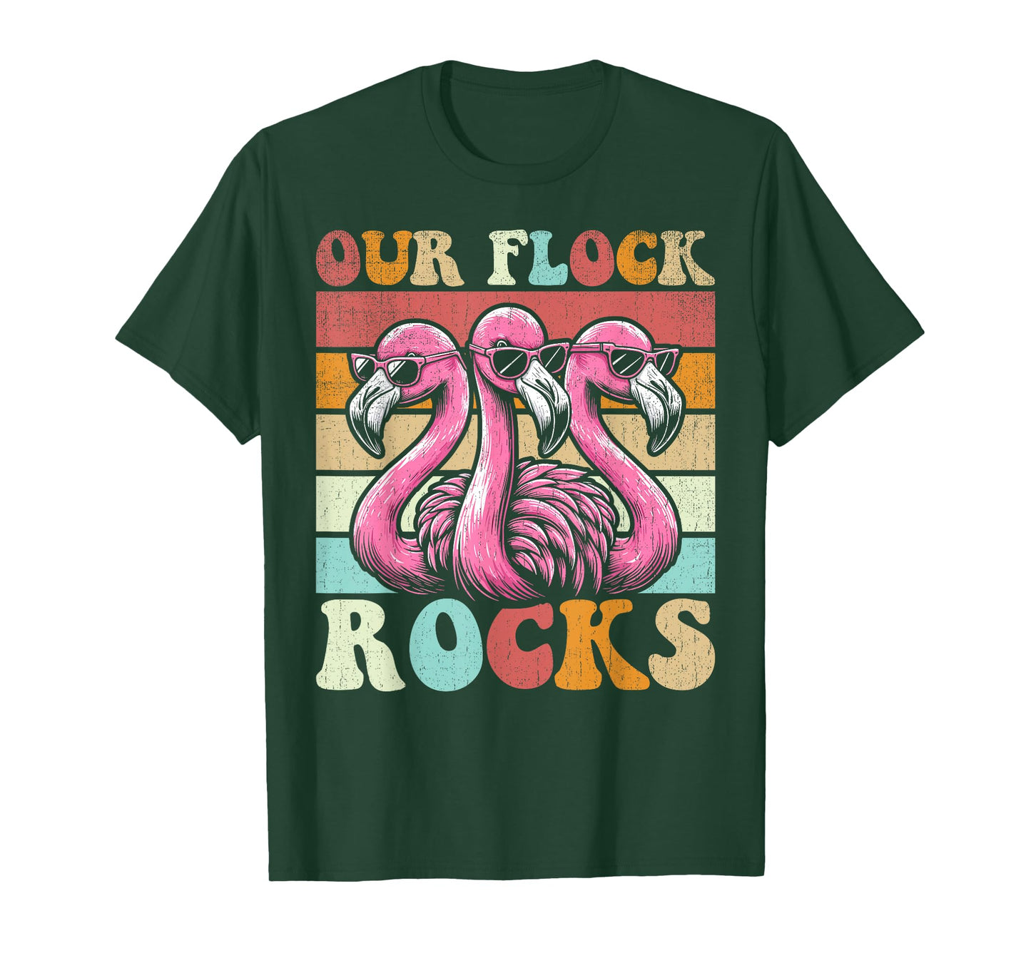 Our Flock Rocks Flamingo Matching Family Vacation T-Shirt