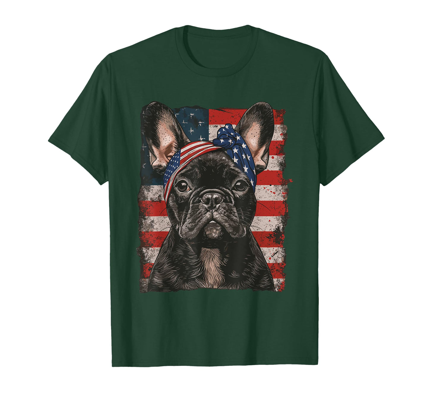 French Bulldog Patriotic 4th Of July USA American Flag Women Men T-Shirt