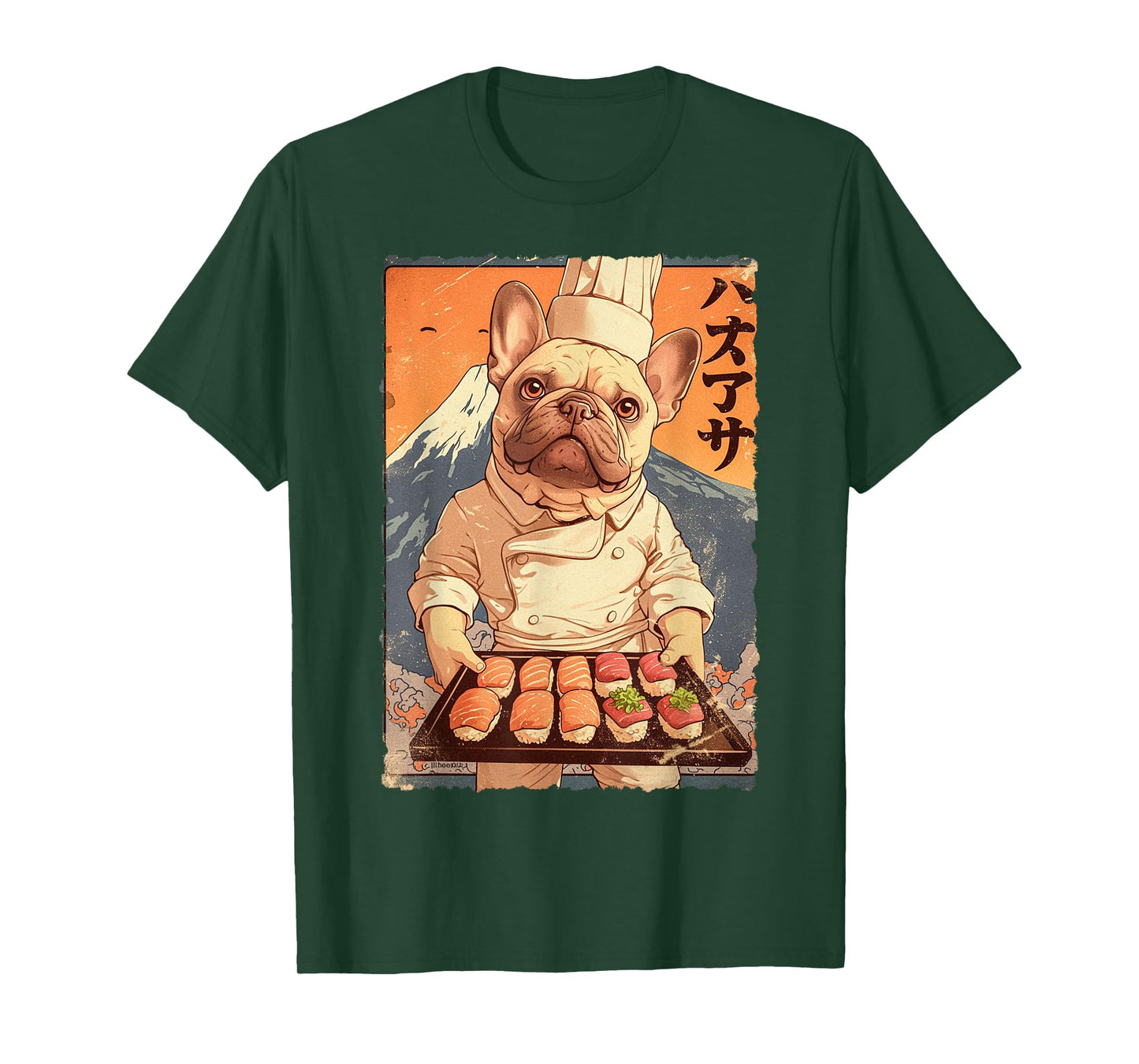Cute Japanese Food Anime Art French Bulldog Sushi Chef Otaku T-Shirt for Men Women Kids