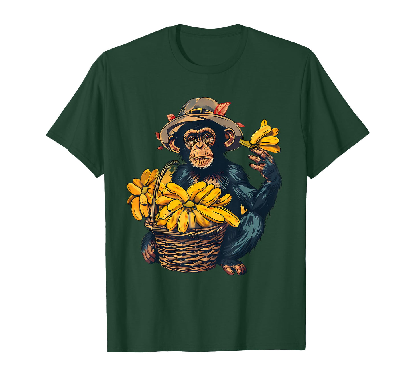 Banana Monkey Farmer Drawing Artwork Banana Fruit T-Shirt