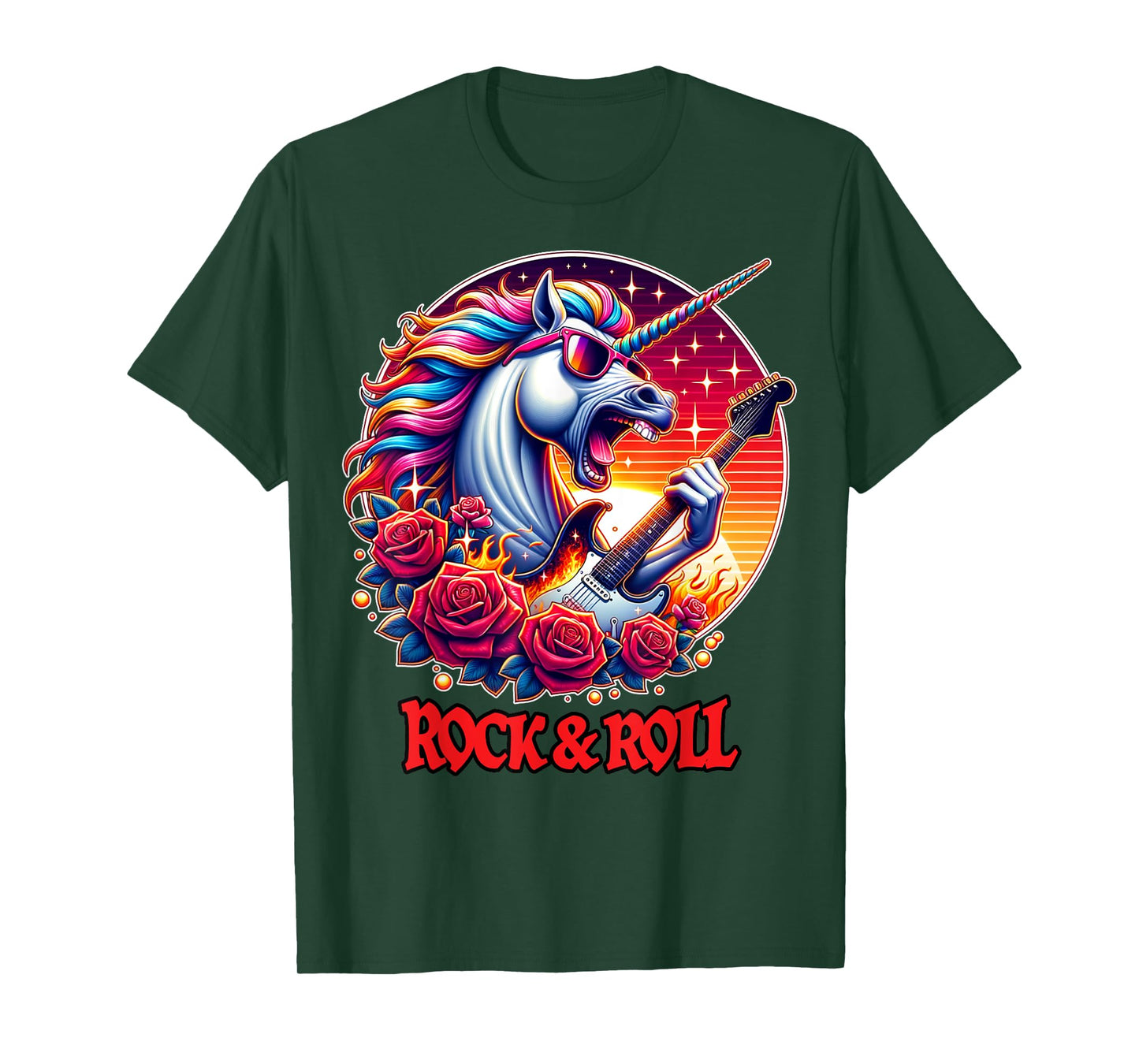 Unicorn Playing Guitar Rock and Roll Rock Star For Men Women T-Shirt