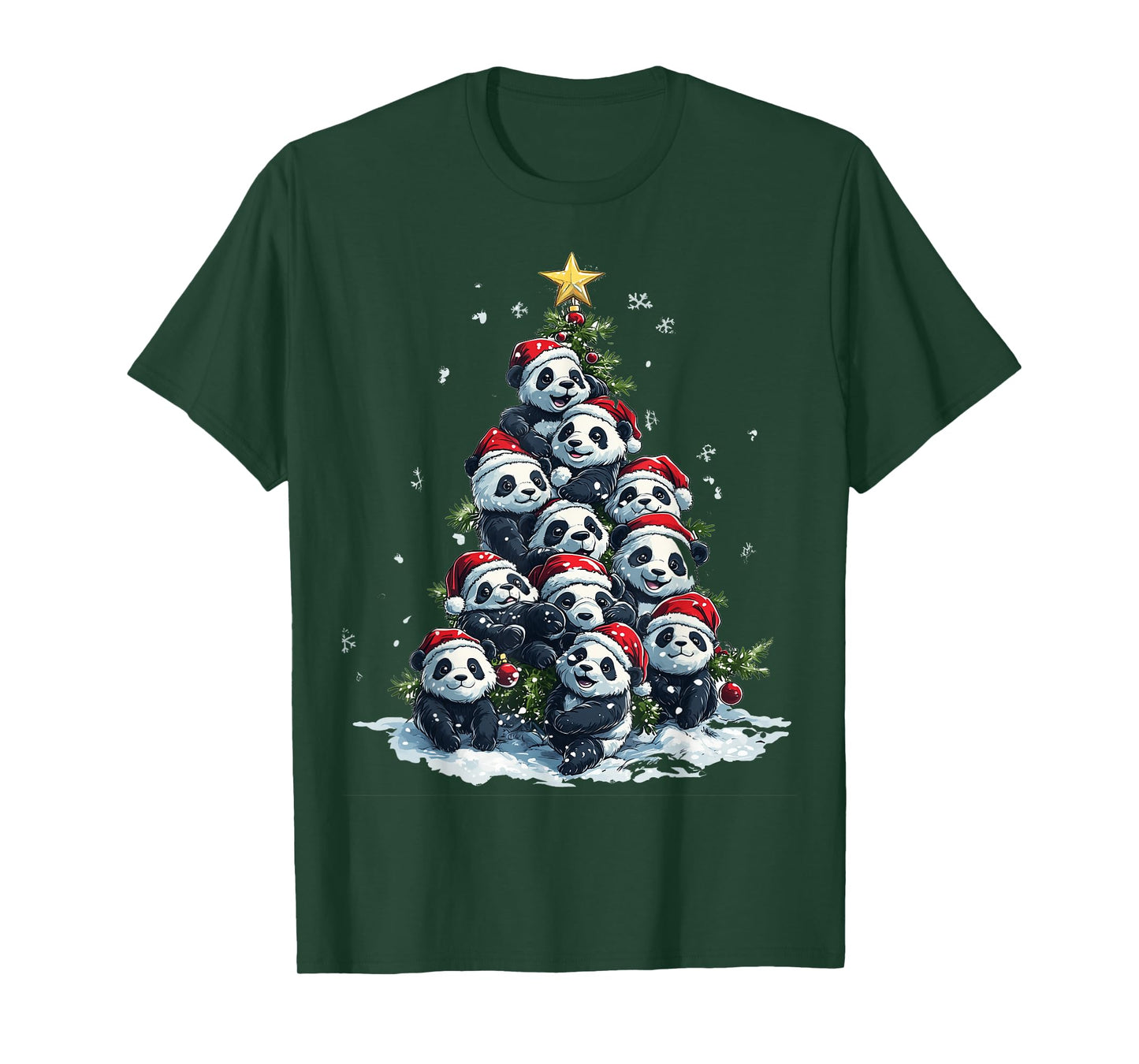 Funny Panda Christmas Tree Xmas Panda Lover Kids Boys Girls T-Shirt