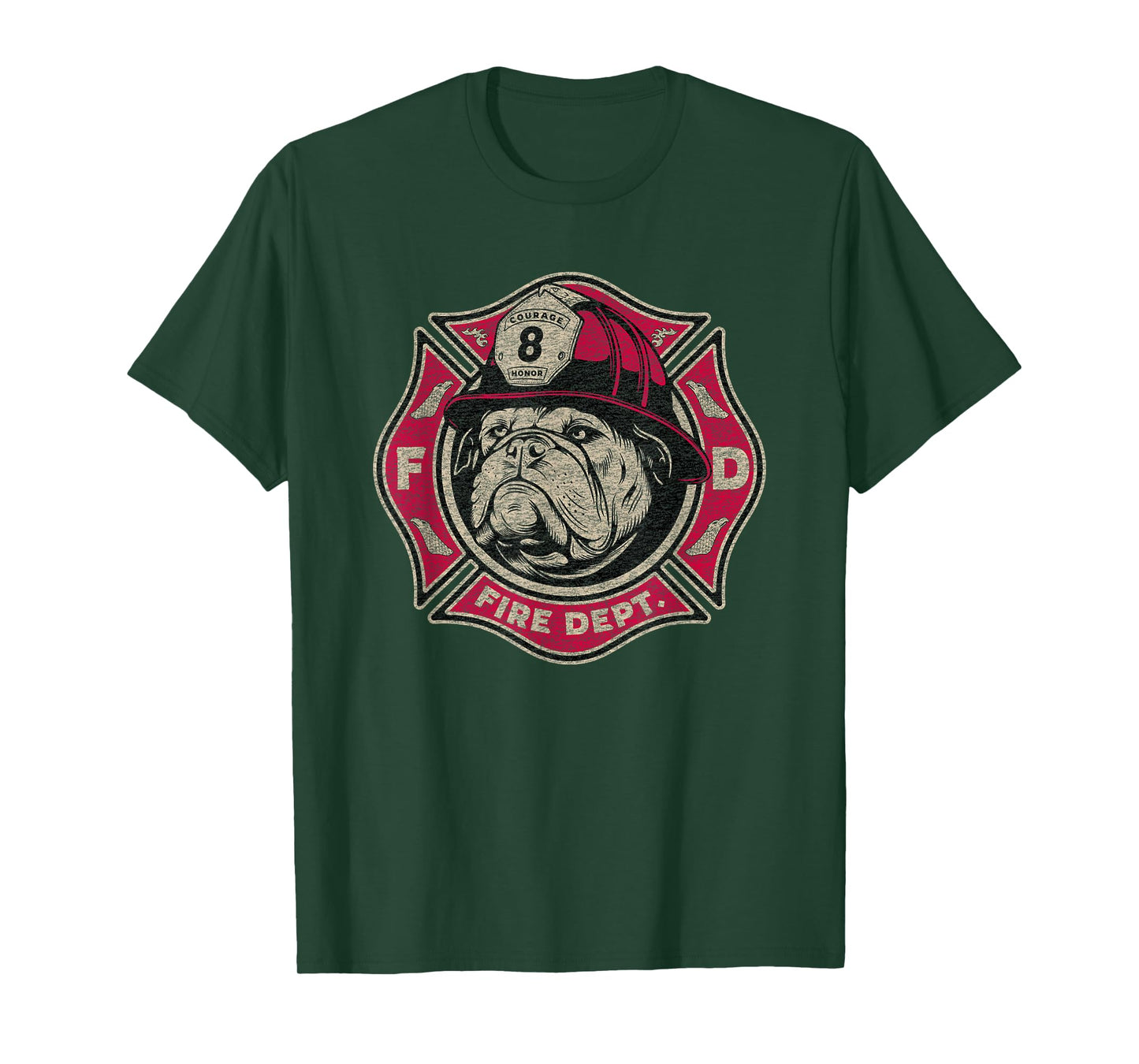Fire Department Firefighter Fireman Bulldog Vintage Graphic T-Shirt
