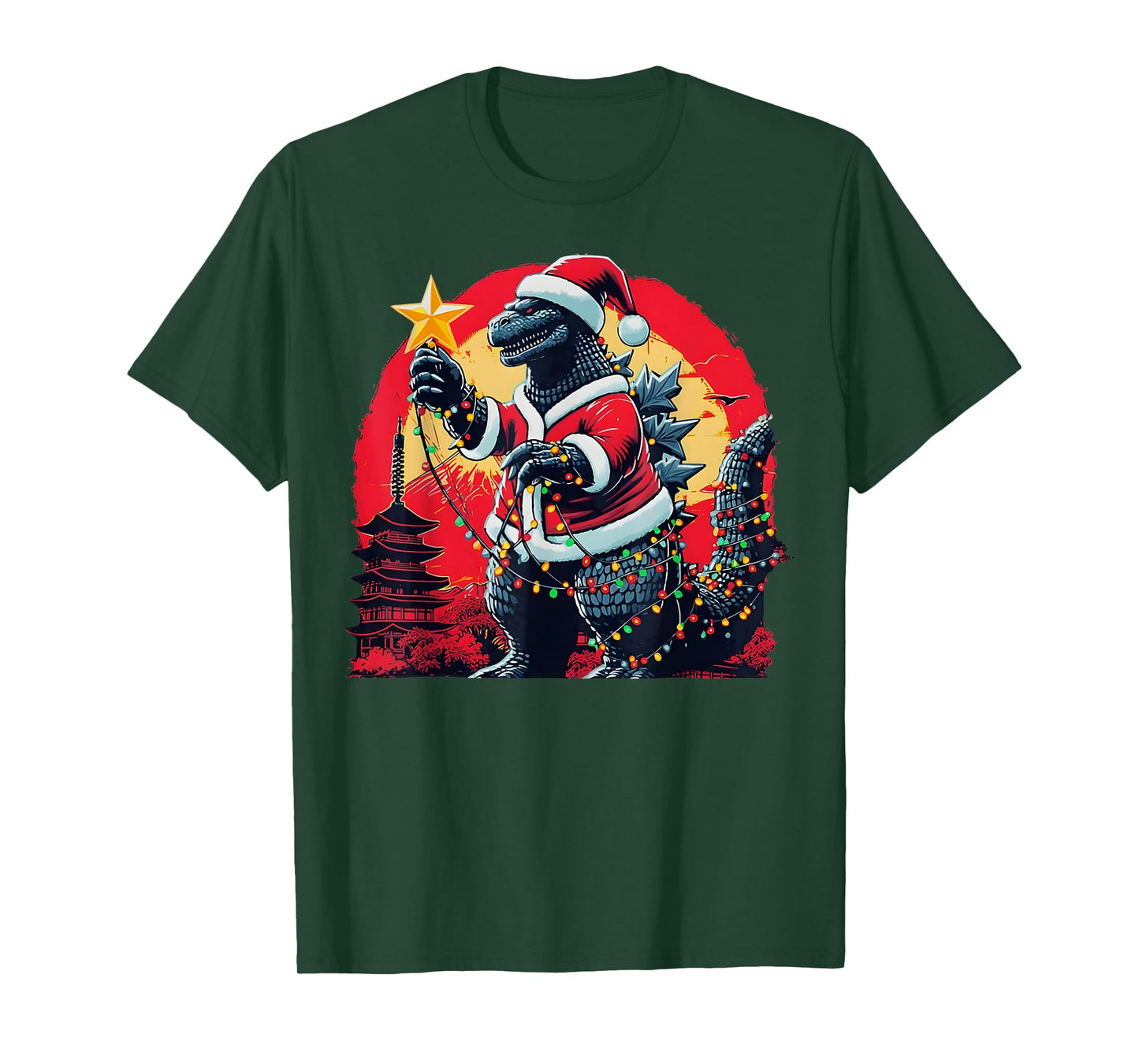 Xmas Christmas Santazilla Funny Holiday Monster Dinosaur T-Shirt