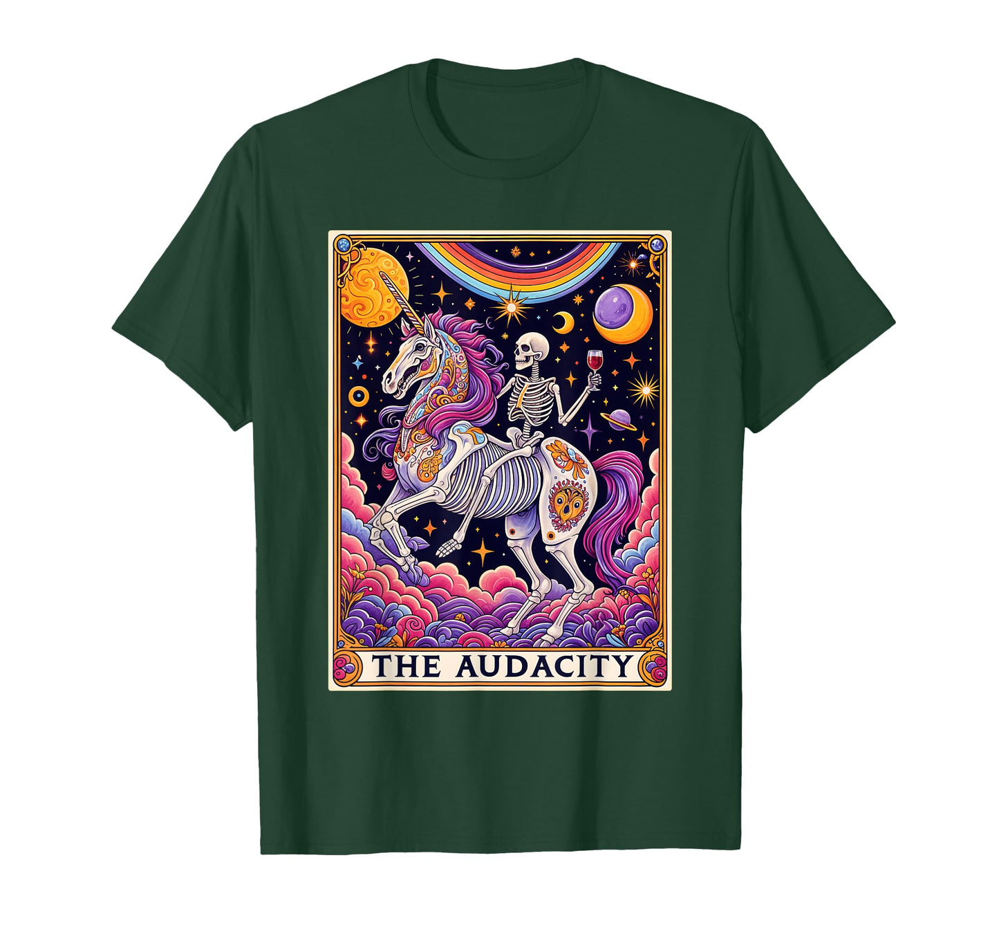 The Audacity Tarot Card Shirt Rainbow Skeleton Unicorn Lover T-Shirt