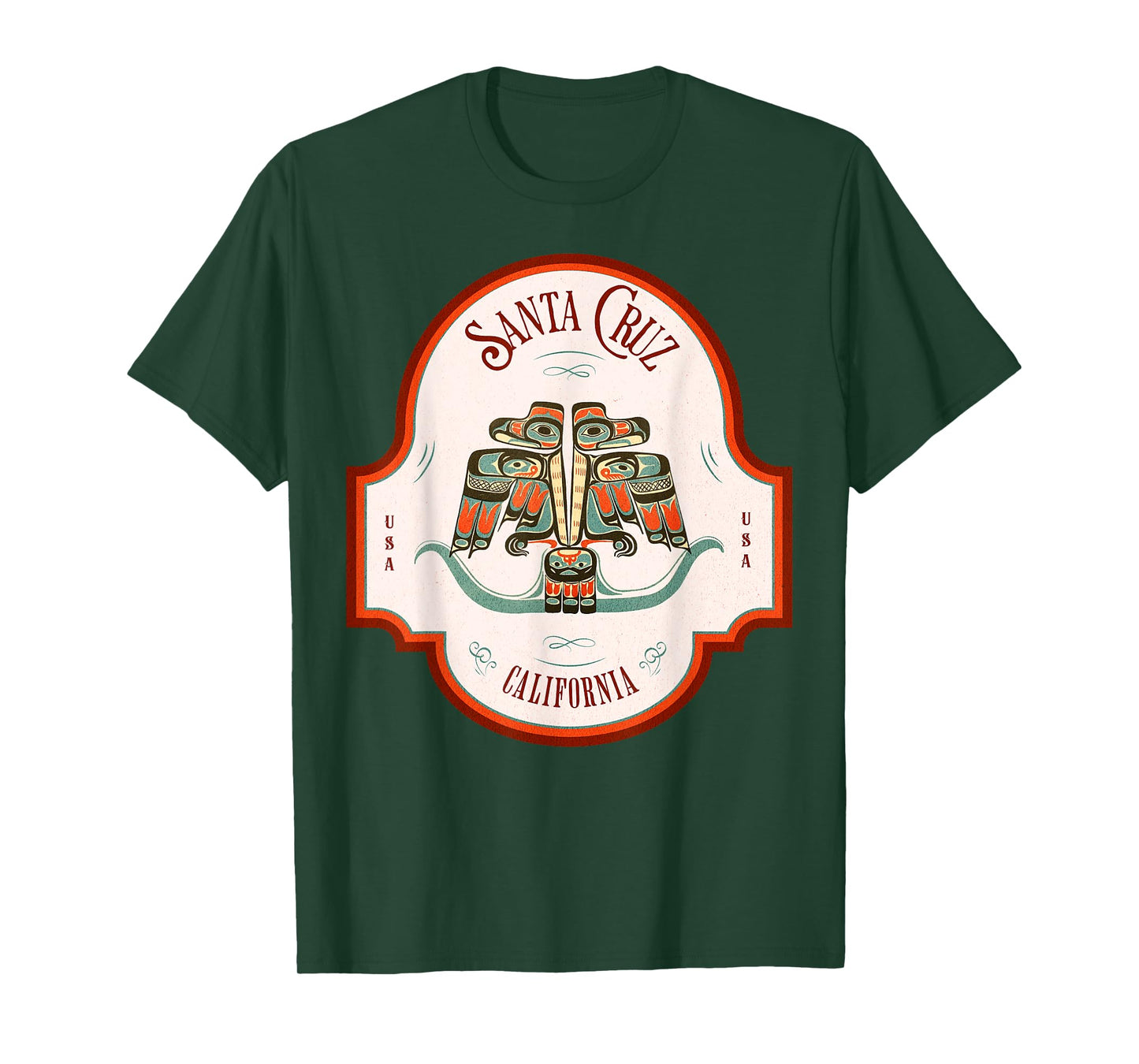 Cruz Santa CA Thunderbird Totem Pacific Northwest Native T-Shirt
