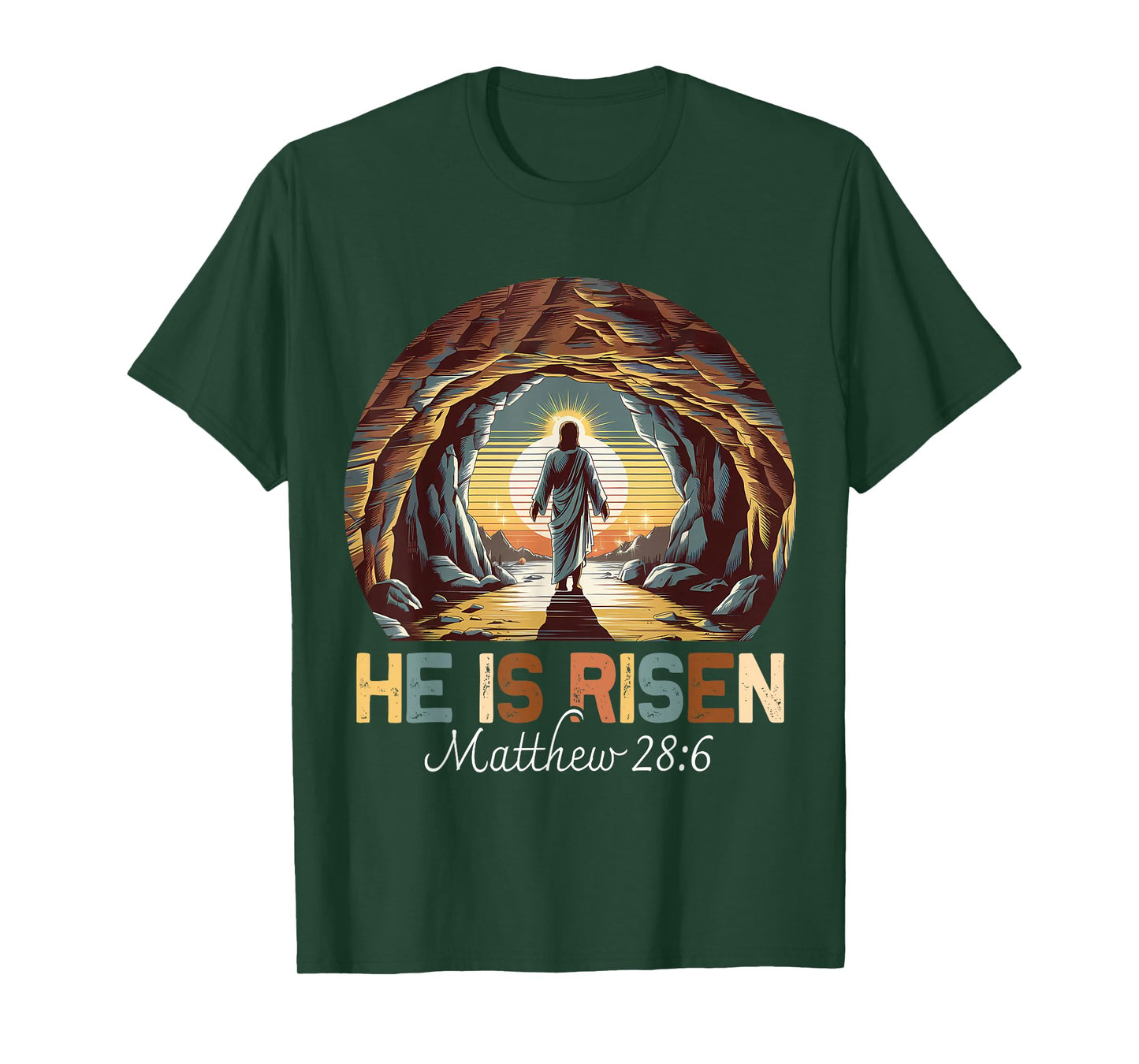 Easter Christian He Is Risen Jesus Empty Tomb Men Women Kids T-Shirt