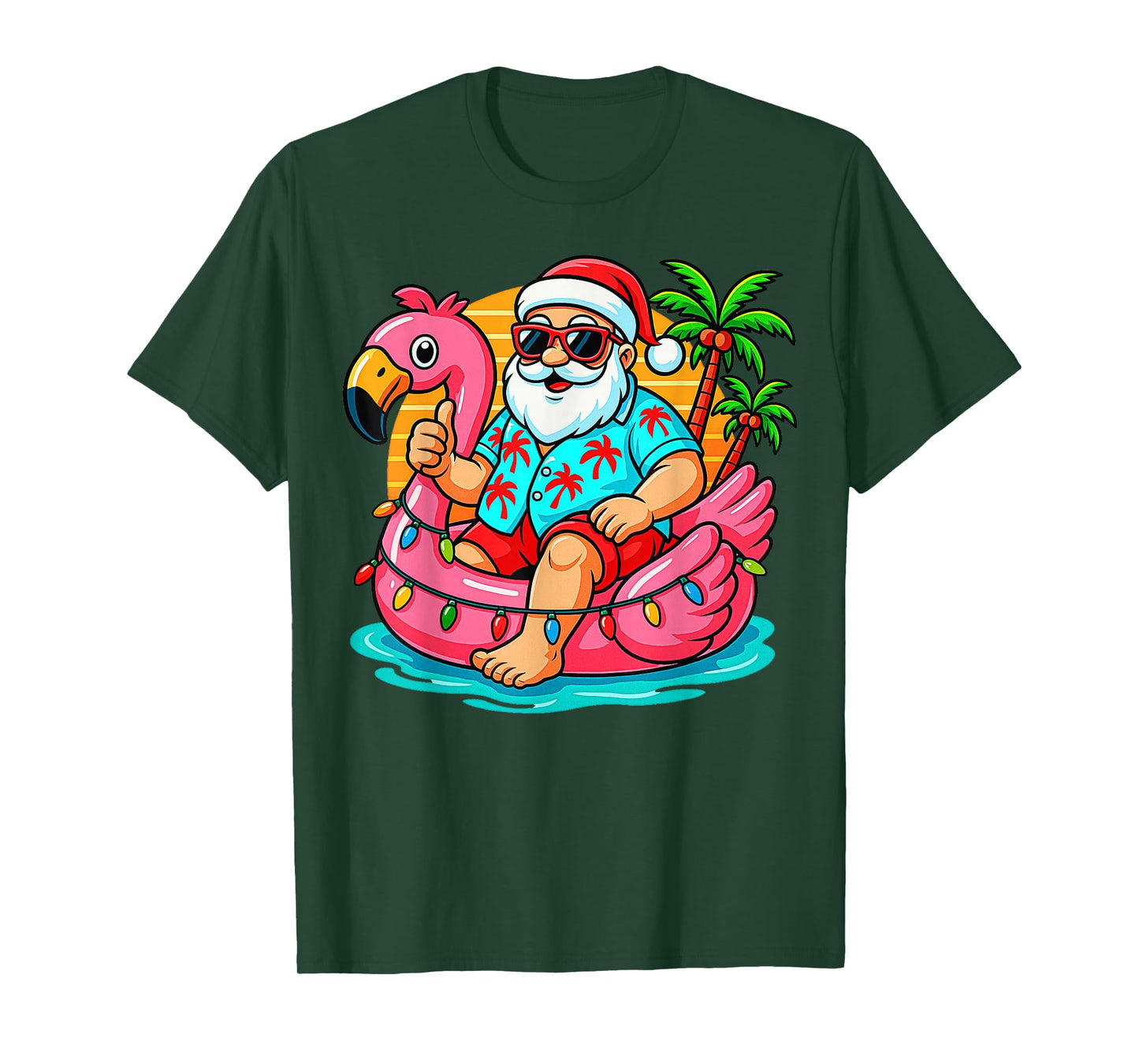 Christmas In July Shirt Boys Kids Santa Flamingo Summer Xmas T-Shirt