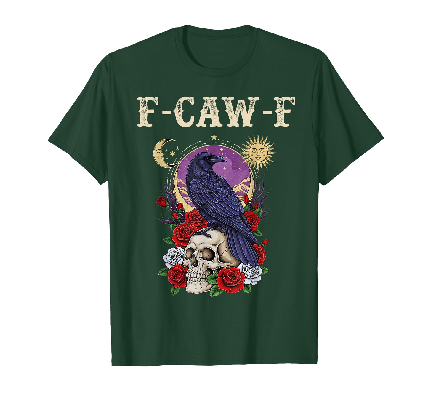 Black Crow, F-Caw-F Funny Black Bird moon Gothic Adult Humor T-Shirt